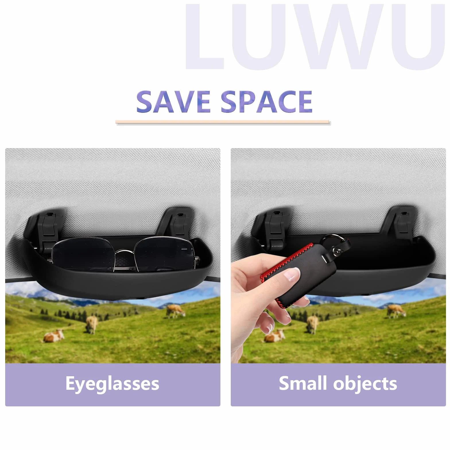 LUWU Kompatybilny z BMW X1 X2 X3 X5 1 / 3 / 5 / 7 samochodowy uchwyt na okulary przeciwsłoneczne, etui na okulary do wnętrza samochodu, akcesoria (czarny)