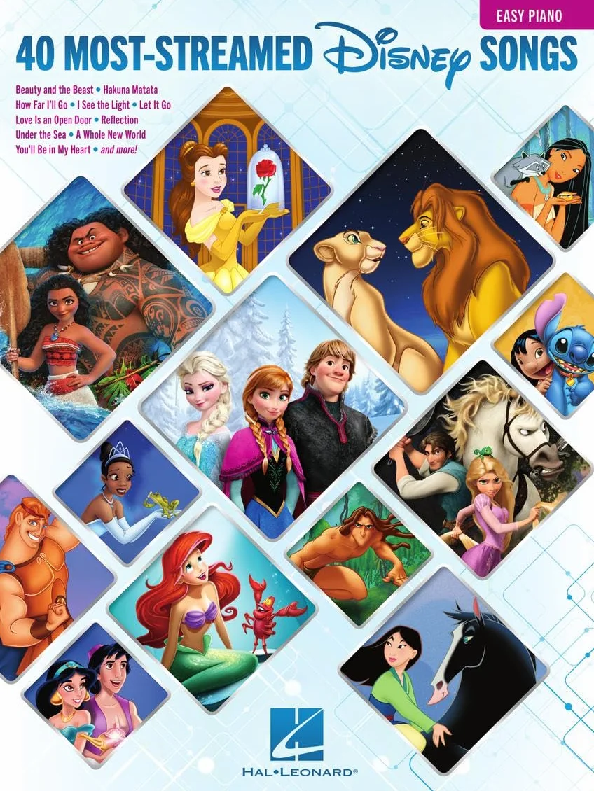 The 40 Most-Streamed Disney Songs: Easy Disney Piano Sheet Music Songbook for Beginners: For Easy Piano