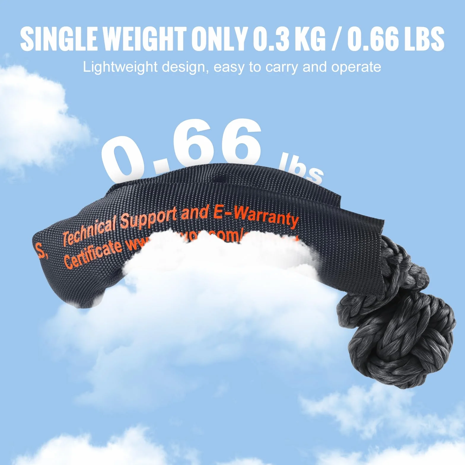 VEVOR Syntetyczna miękka szekla, 1/5.1 cm x 56 cm (2 sztuki) 20 ton (20 ton) wytrzymałość na rozerwanie kajdany holownicze z dodatkowymi 2 rękawami i torbą do przechowywania do UTV, ATV, ciężarówek,
