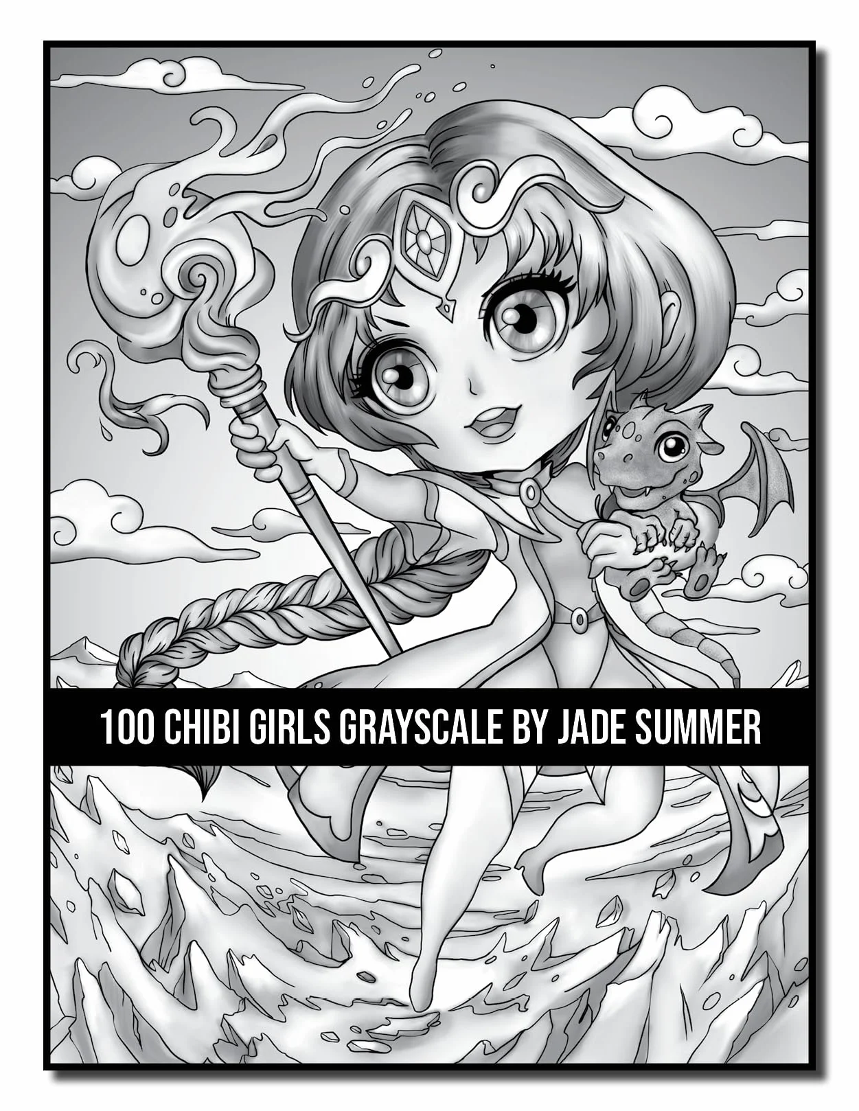 100 Chibi Girls Grayscale: An Adult Coloring Book Collection with Cute Girls, Fantasy, Horror, Christmas, and More!