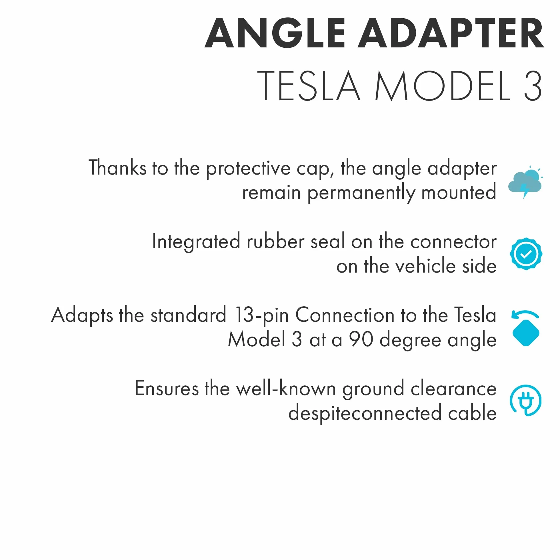 Adapter kątowy 90 stopni 13-biegunowy wodoszczelny do hak holowniczy Tesla Model 3