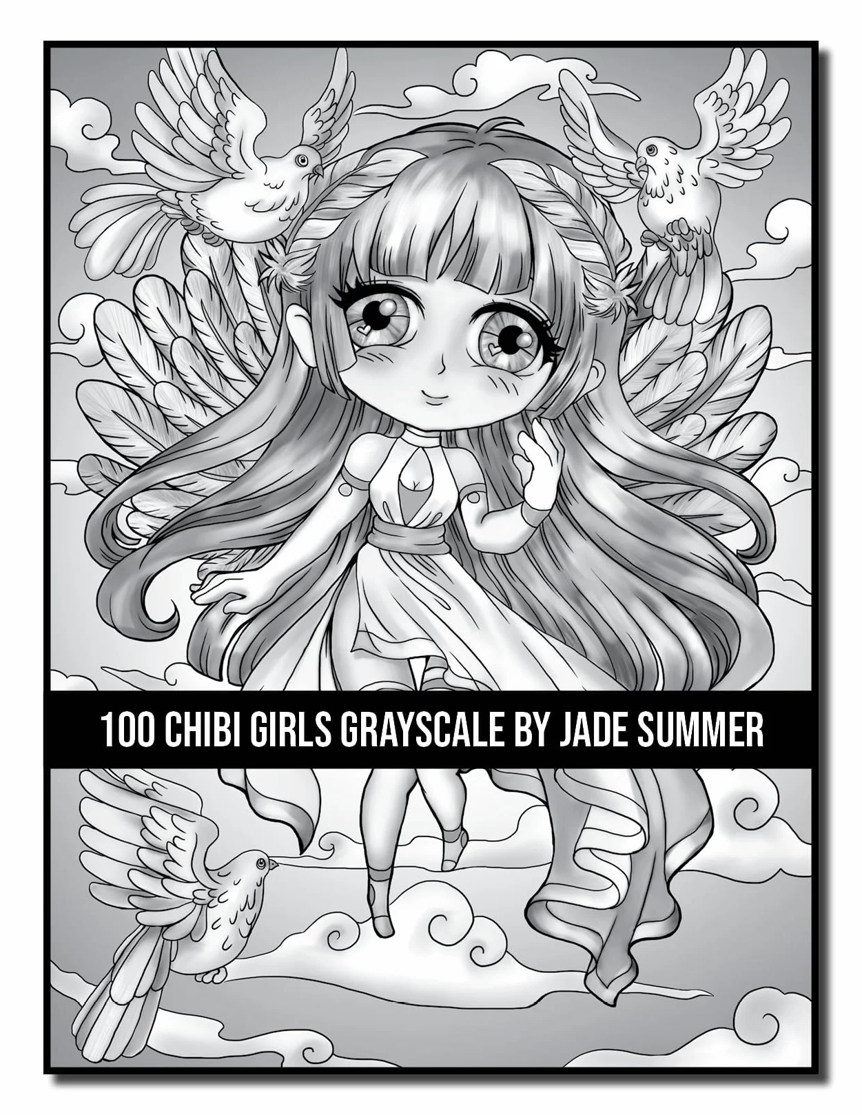 100 Chibi Girls Grayscale: An Adult Coloring Book Collection with Cute Girls, Fantasy, Horror, Christmas, and More!