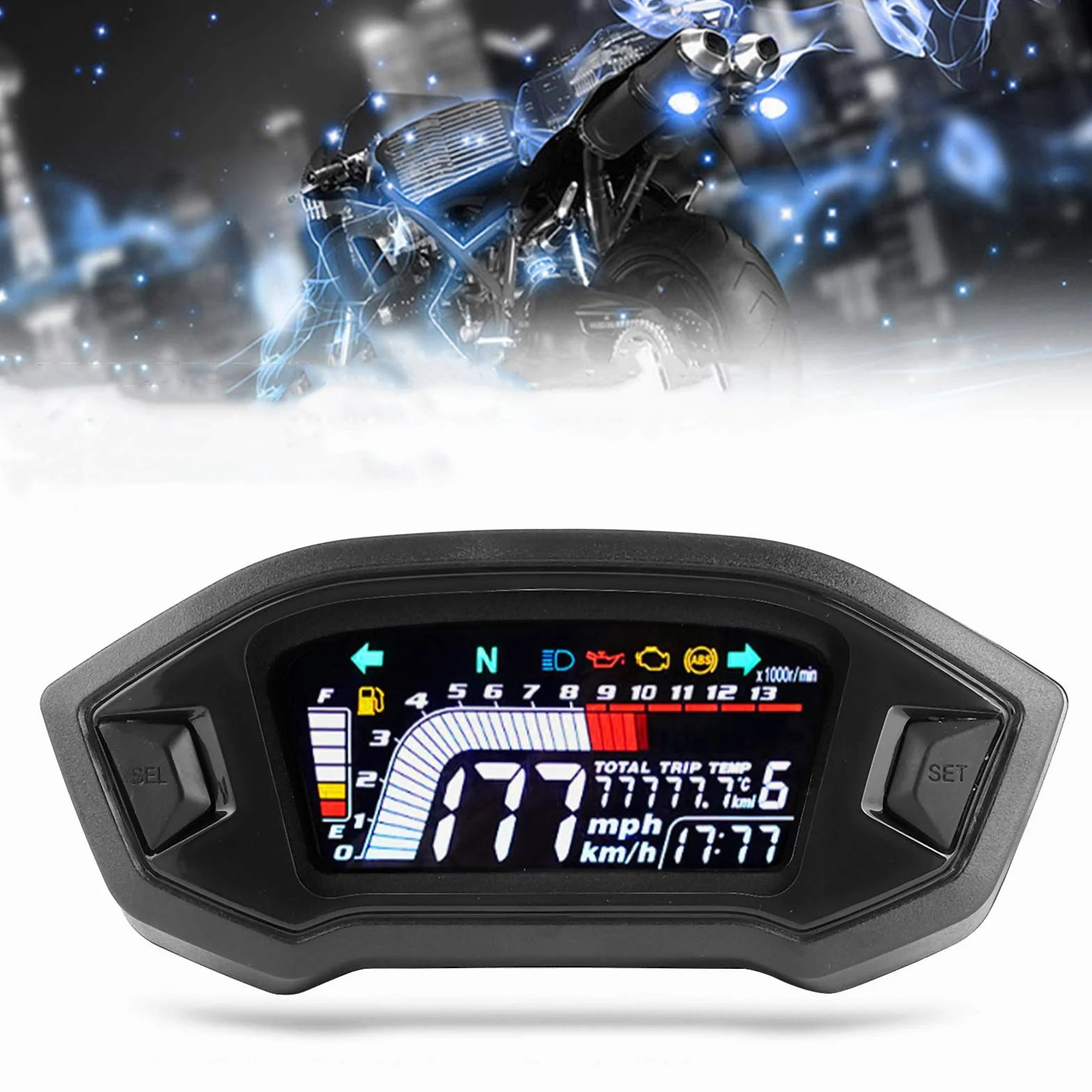 Prędkościomierz motocyklowy LCD Cyfrowy licznik kilometrów Wodoodporny dla motocykla 1 2 4 cylindry