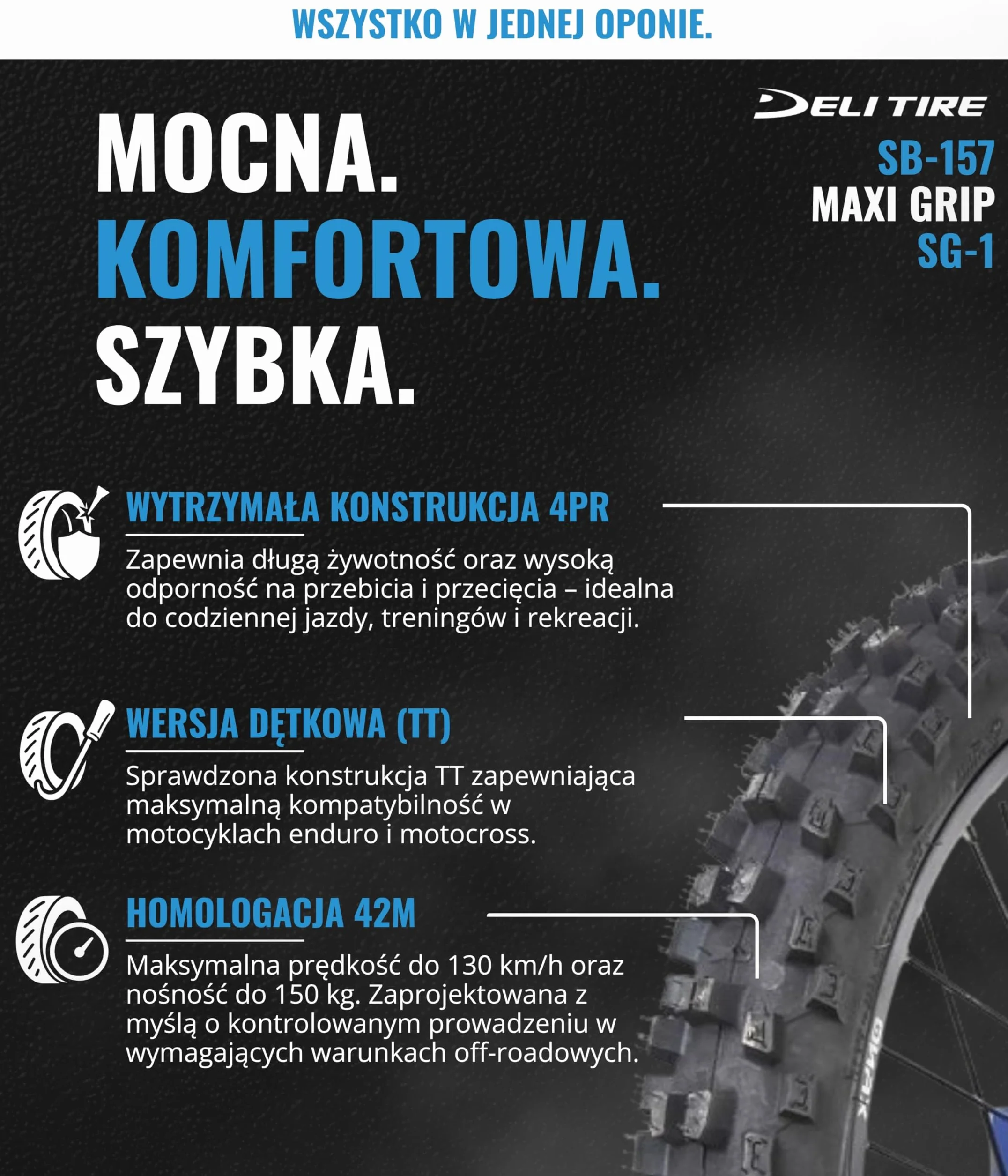Opona DELI SB-157 70/100-19 MAXI GRIP SG-1 NEW Przód