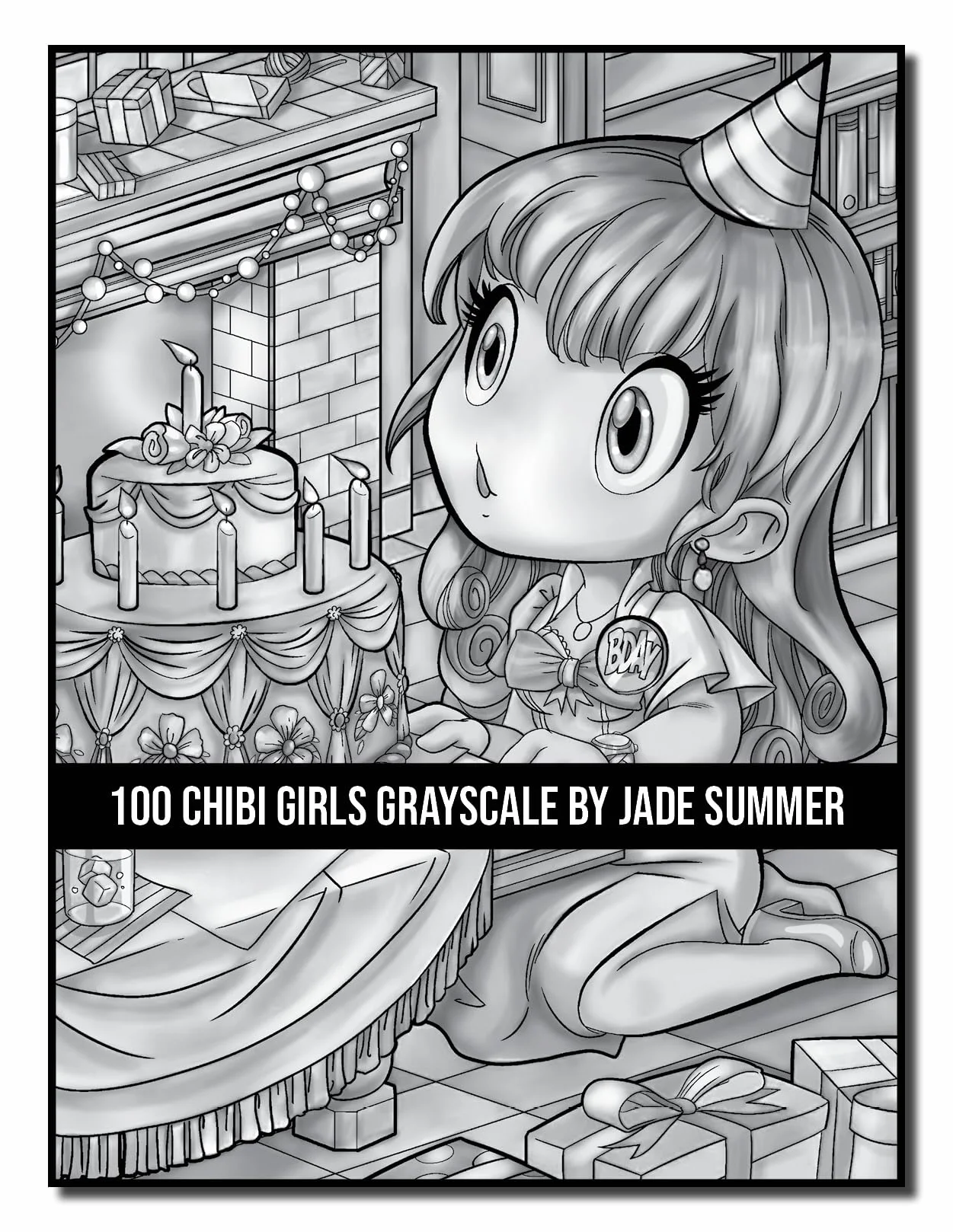 100 Chibi Girls Grayscale: An Adult Coloring Book Collection with Cute Girls, Fantasy, Horror, Christmas, and More!