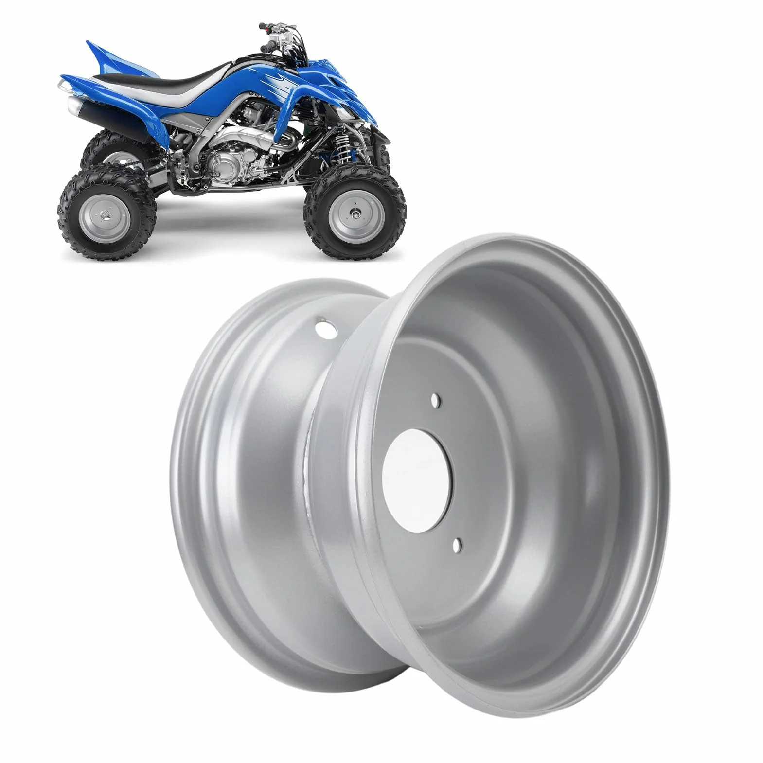 8-calowa Piasta Koła Stop Aluminium 3 Otwory Mocna Konstrukcja Obręcz Koła do Wózka ATV Kart Elegancki Wygląd Ulepsz Swój Pojazd (Szerokość z tyłu 170 mm / 6,7 cala)