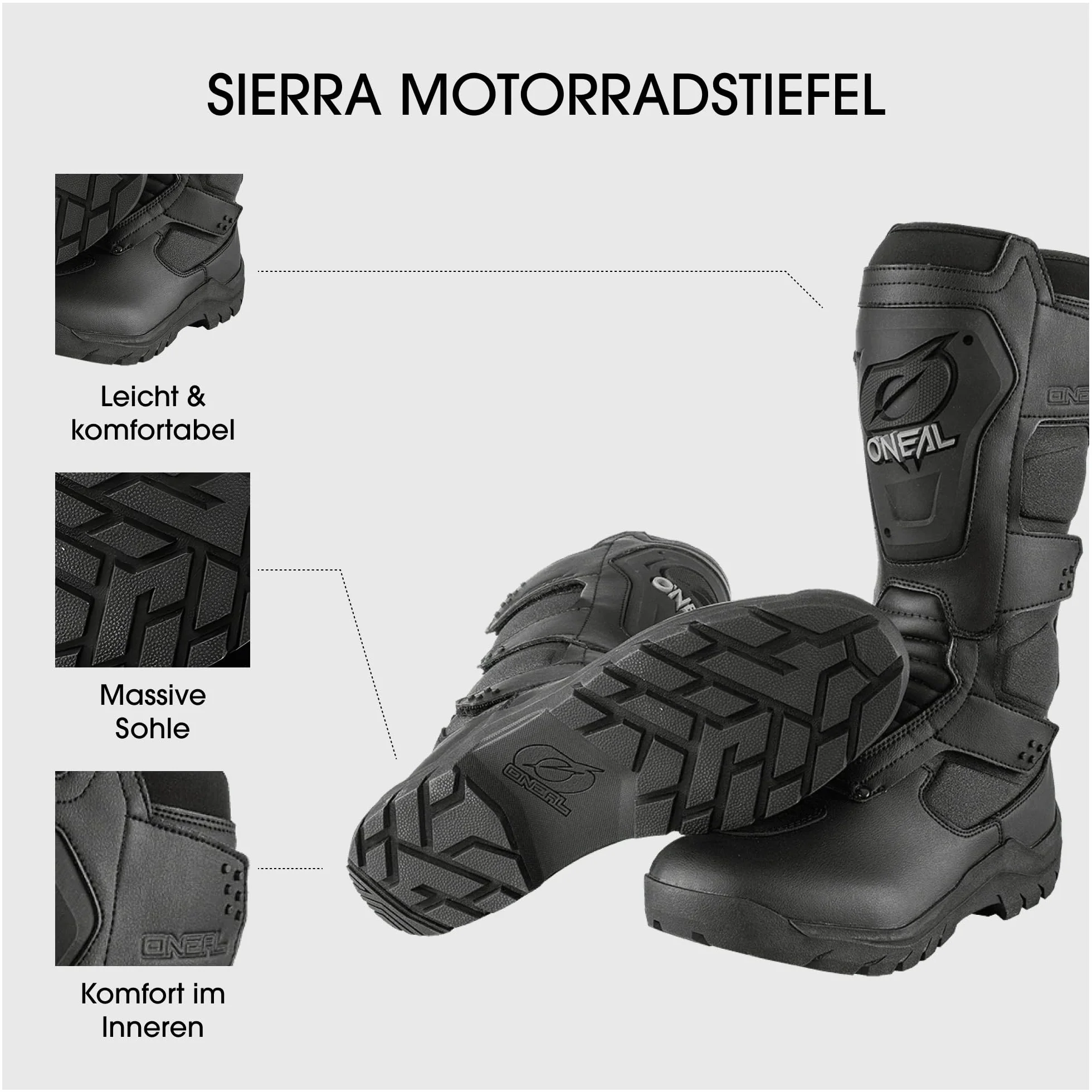 O'NEAL Sierra Enduro Adventure buty motocyklowe dla mężczyzn i kobiet, wodoodporne, antypoślizgowe, oddychające, z wytrzymałą ochroną piszczeli, rozmiar 46