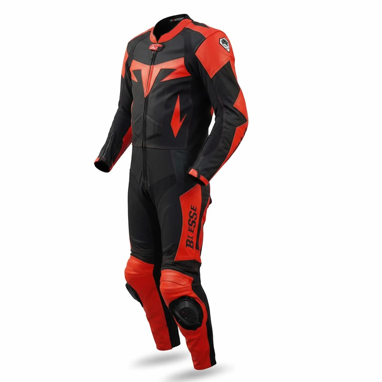 BI ESSE Kombinezon motocyklowy ze skóry i tkaniny, idealny na ulicę, długie podróże, wycieczki, pitbike, w komplecie z garbem i certyfikowanymi ochraniaczami