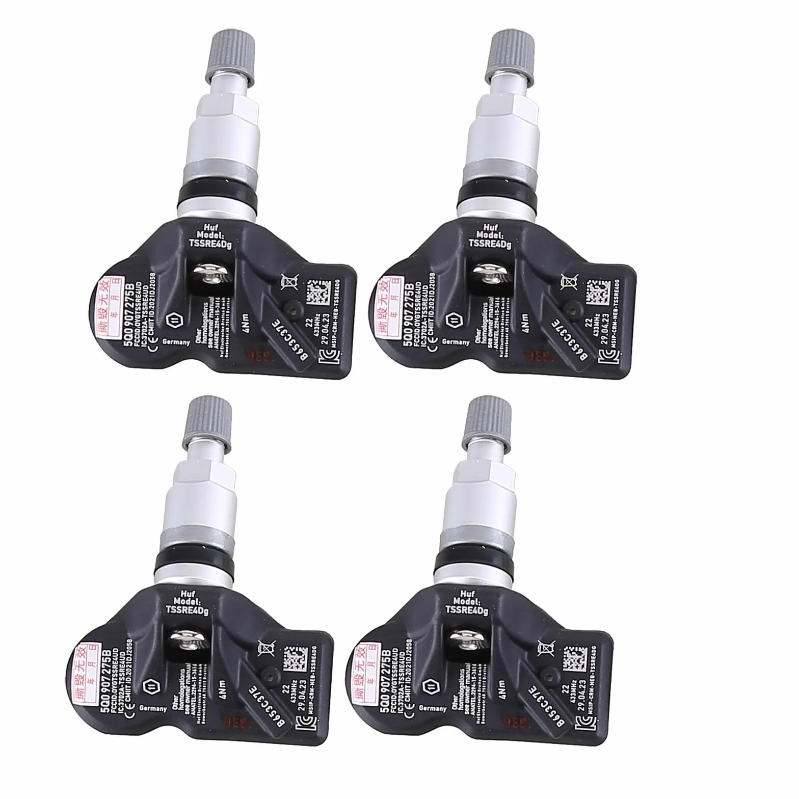 BYNYXI 4 szt. czujniki ciśnienia w oponach 5Q0907275B RDKS czujnik do Porsche Skoda Seat A3 A4 A5 A6 A7 Q1 Q2 Q3 Q4 Q5 Q7 TPMS czujnik ciśnienia w oponach czujnik ciśnienia powietrza 5Q0998270B