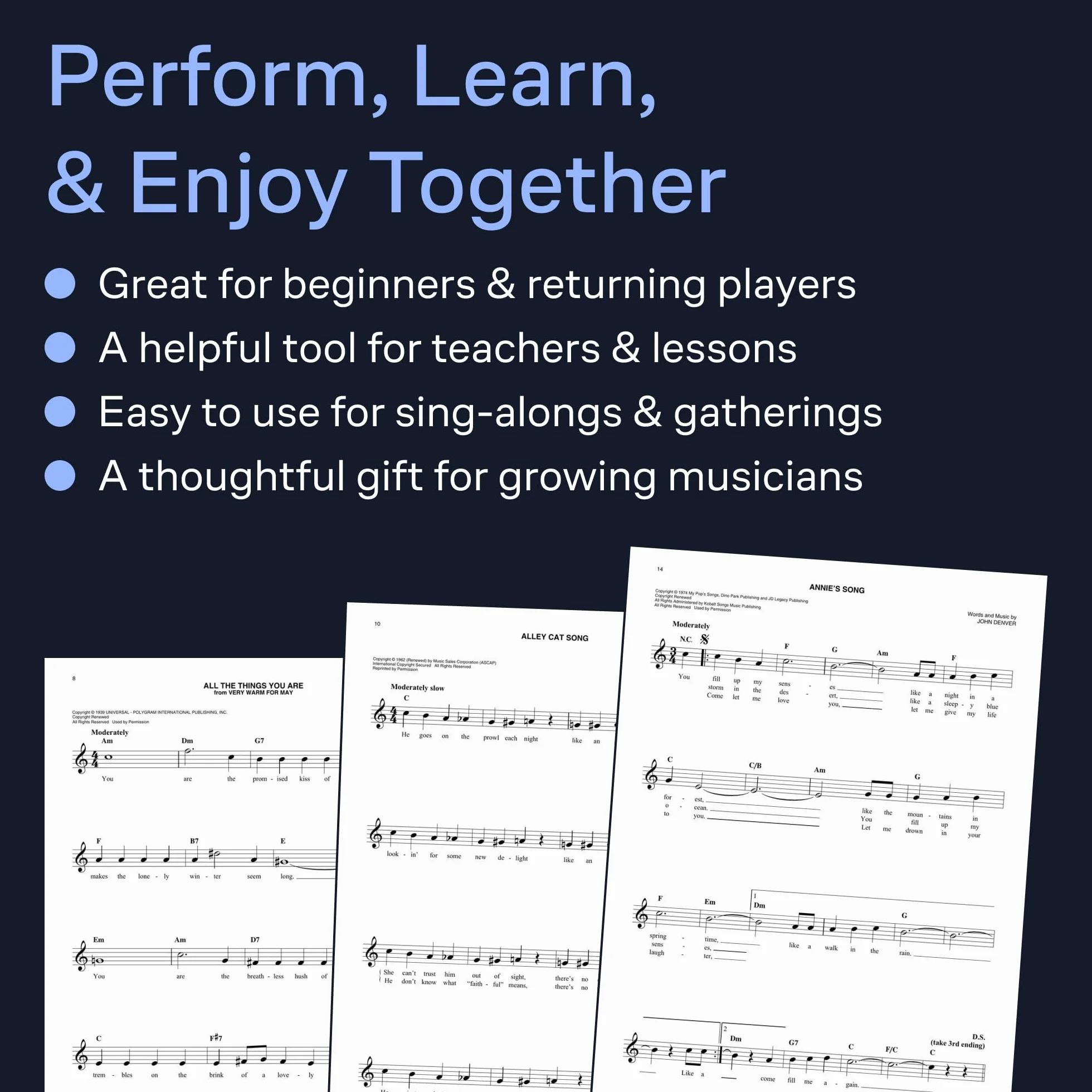 Your First Fake Book - C Edition Beginner Piano Songbook with Large Notation Simplified Chords a: Featuring Large Music Notation, Lyrics, & Simplified Harmonies C Edition