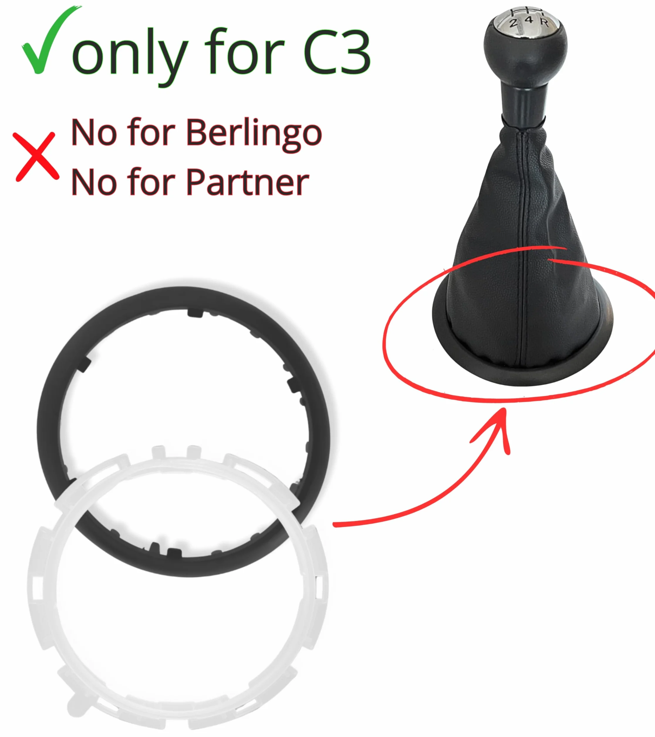 Zestaw nakrętek i zewnętrzna rama osłona drążka zmiany biegów czarna do Citroen C3 2003-2009 C2 2003-2010 OEM 7589T8 7589V0