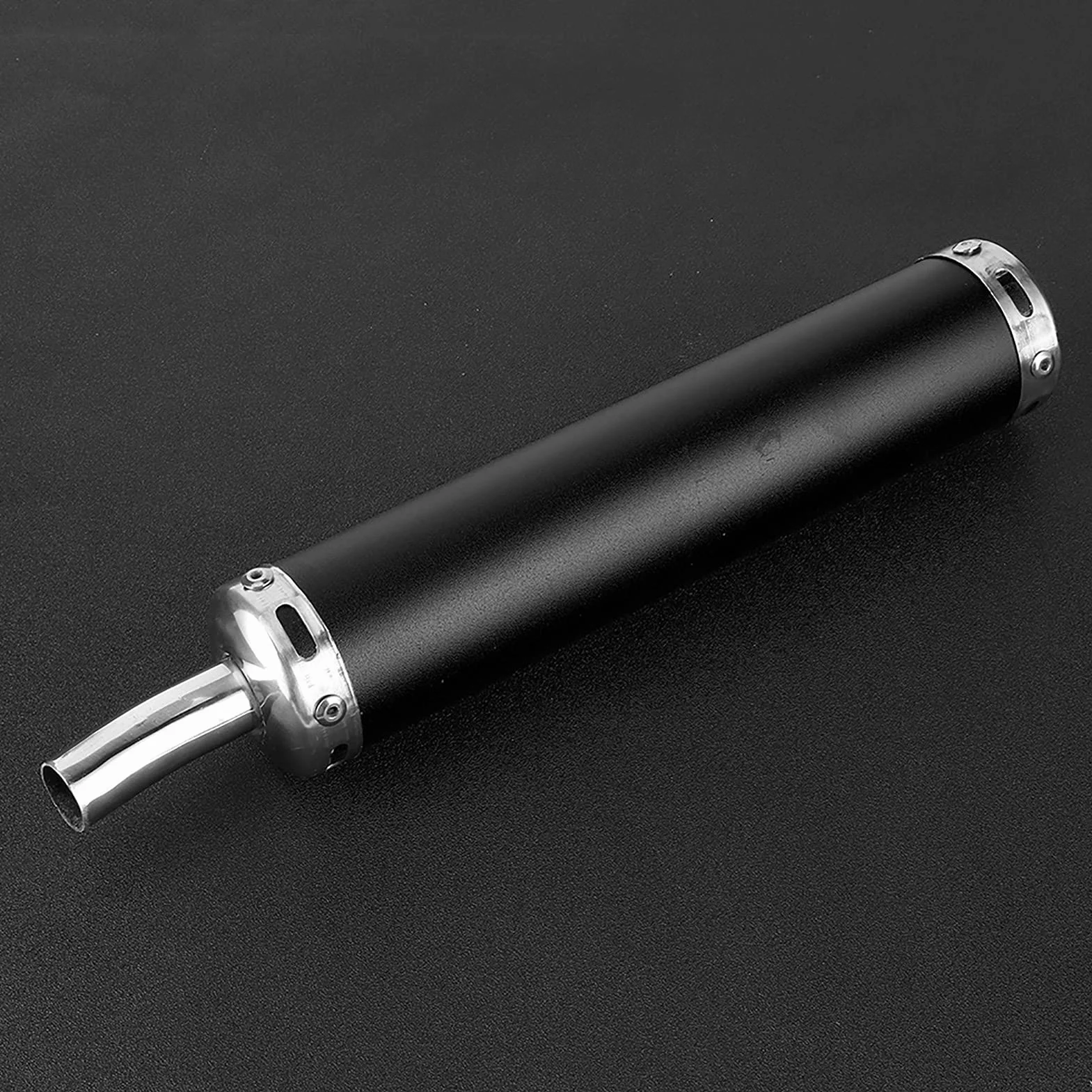 Tłumik Wydechowy Motoroweru, Tłumik Wydechowy ze Stali Nierdzewnej 20mm/0,8 Cala Zmodyfikowane Części do Motocykla 2-suwowegoBlack (Czarny)