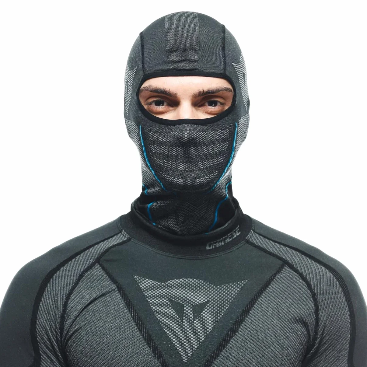 Dainese - Dry Balaclava, kask zimowy dla mężczyzn i kobiet, uniwersalny rozmiar, kominiarka motocyklowa zimowa i letnia, unisex, 4 pory roku, Made in Italy, czarny/niebieski