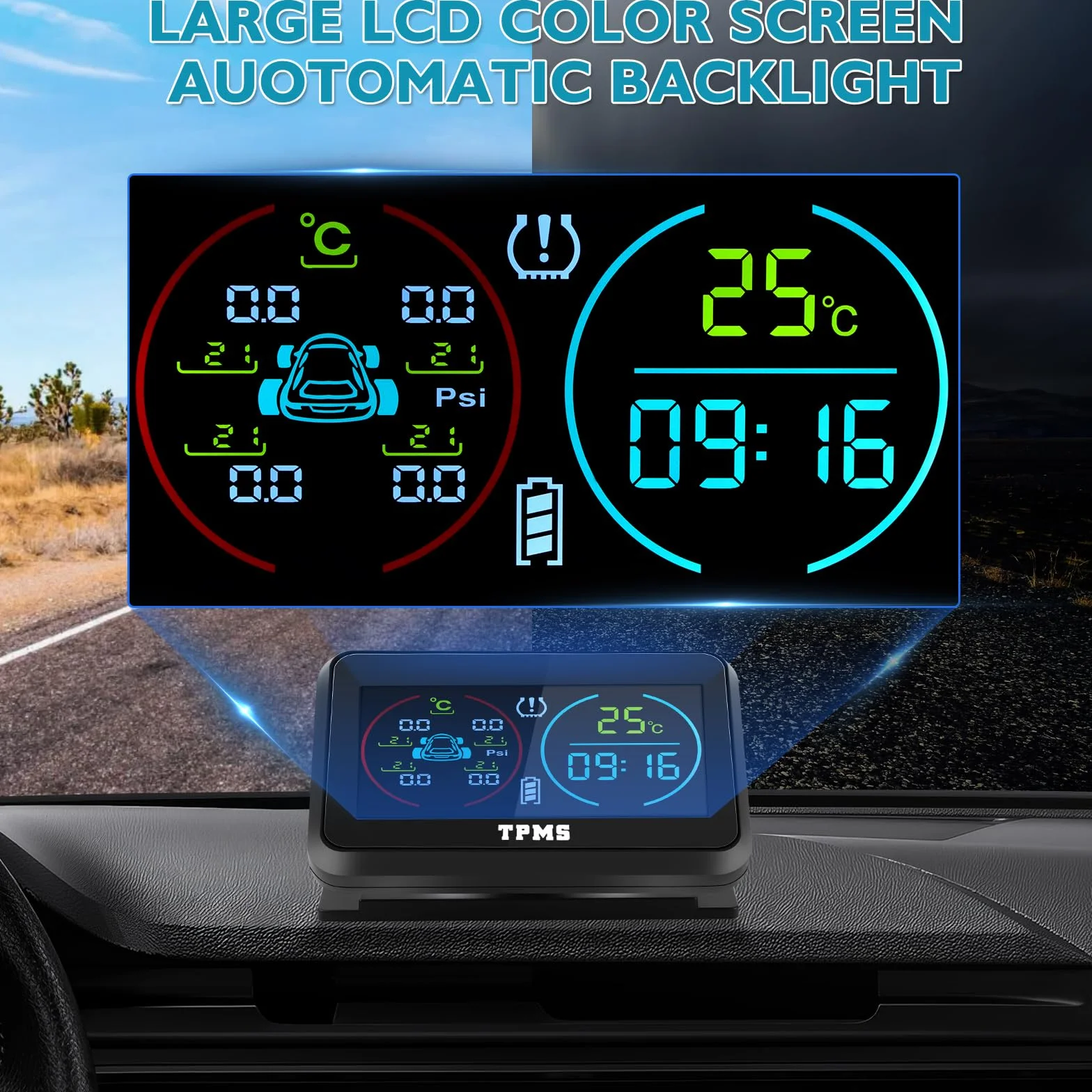KAOLALI TPMS System monitorowania ciśnienia w oponach z 4 zewnętrznymi czujnikami solarny bezprzewodowy 0-5