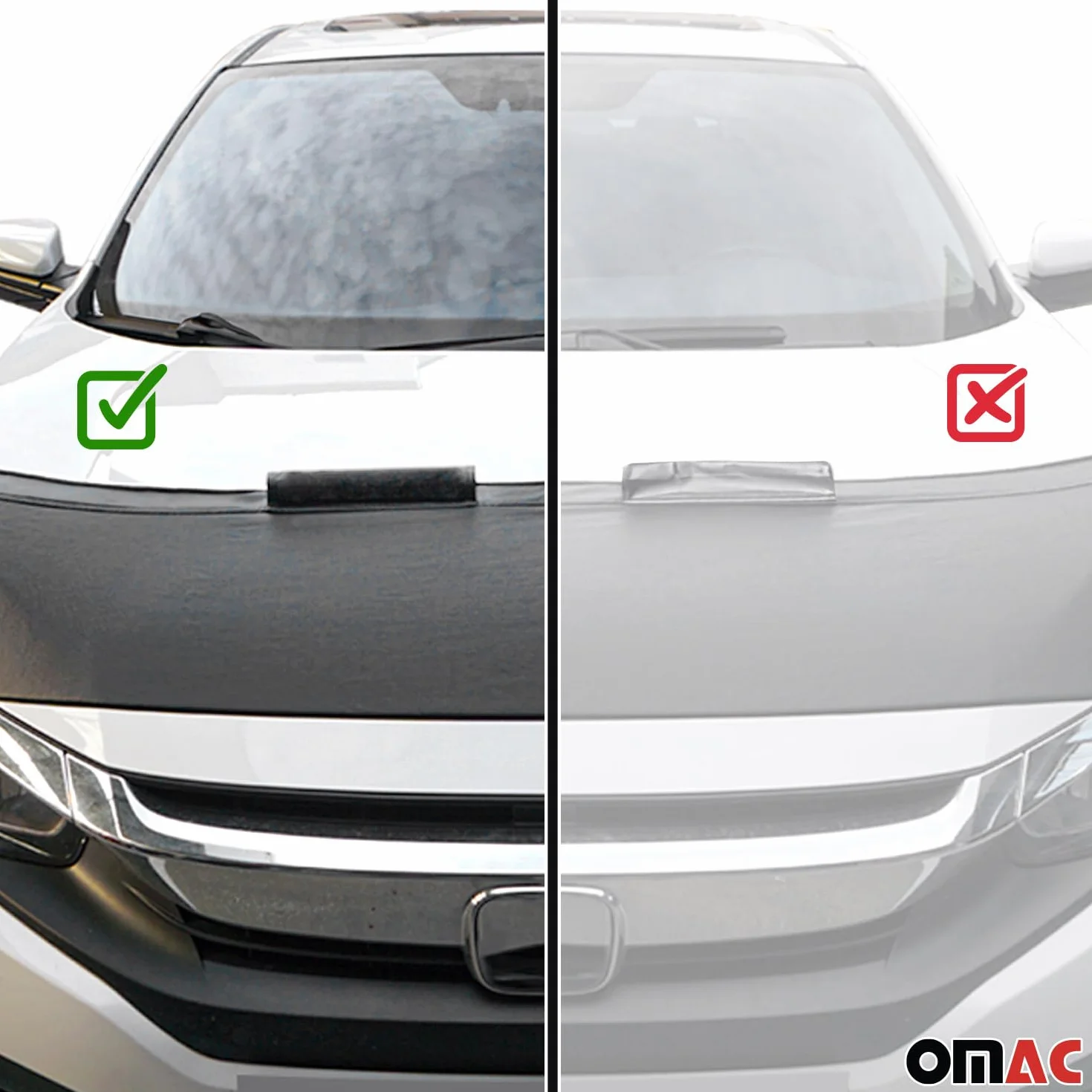 OMAC Haubenbra Steinschlagschutz Bonnet Bra kompatybilny z Citroen C3 2016-2024 Czarny Halb