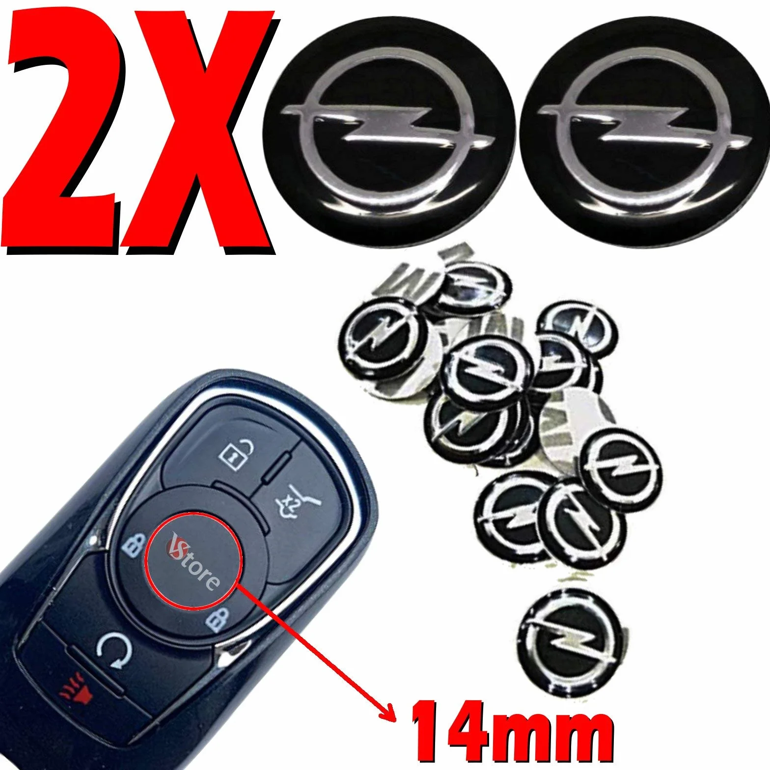 Emblemat na kluczyki samochodowe 14 mm czarny metalowy zestaw 2 szt