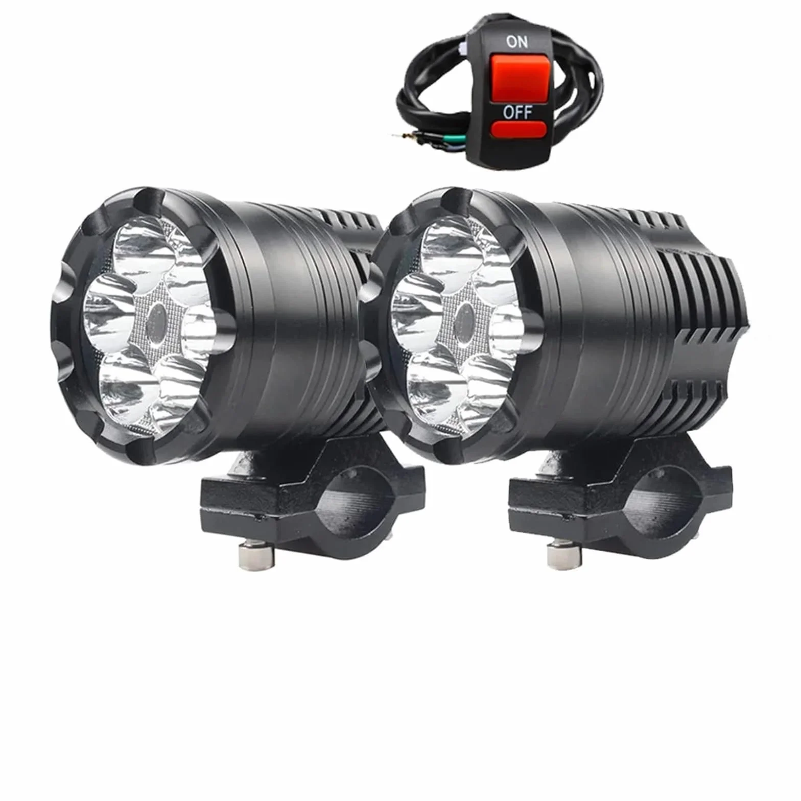 lampą halogenową 60W Reflektory Led Do Motocykla Uniwersalny Moto Spotlight Z Przełącznikiem Pasuje BMW R1200GS ADV F800GS F650 K1200S(2PCS 60W-switch)