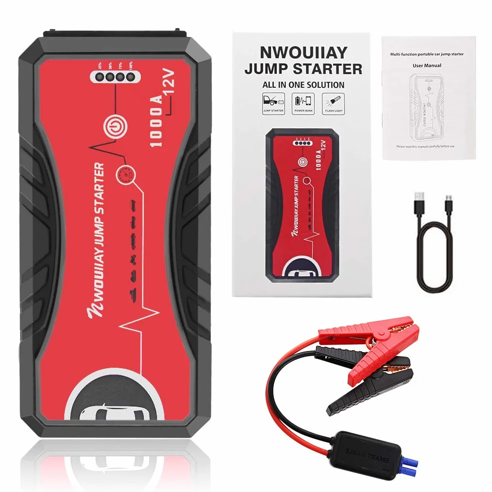 Rozrusznik samochodowy Urządzenie do uruchamiania awaryjnego samochodu 13200 mAh 1000 A Urządzenie wspomagające akumulator 6,0 l benzyny lub 5,0 l oleju napędowego