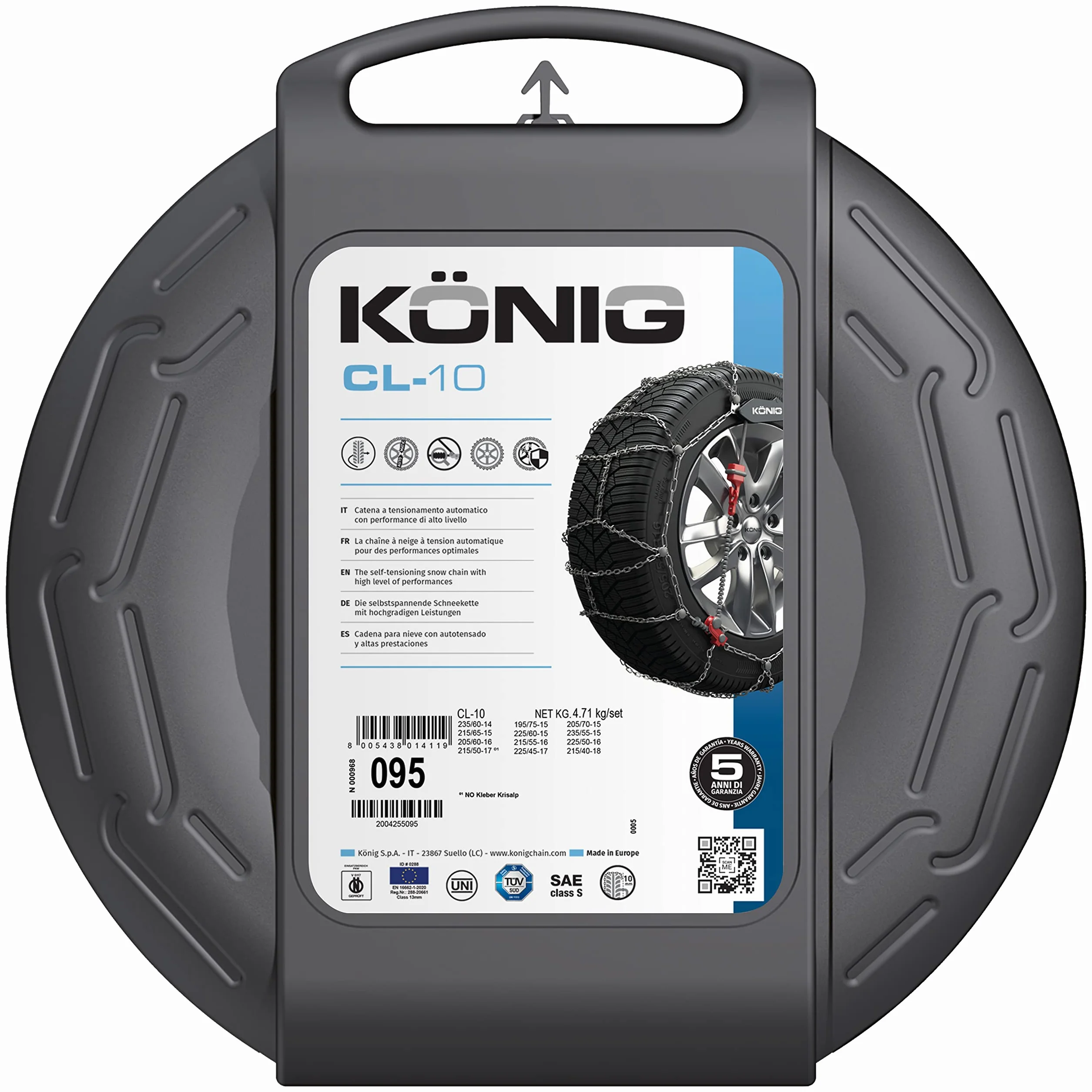 KÖNIG CL-10 090 łańcuchy śniegowe, 2 sztuki