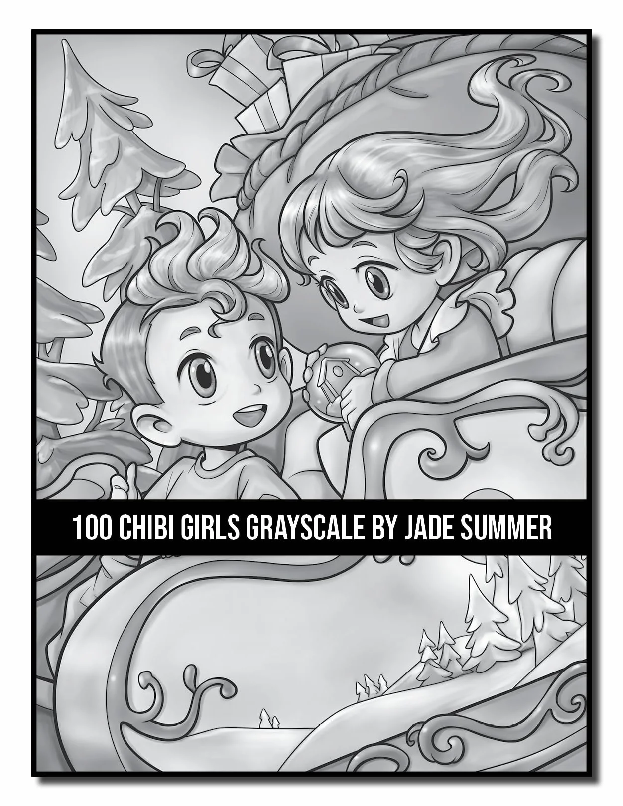 100 Chibi Girls Grayscale: An Adult Coloring Book Collection with Cute Girls, Fantasy, Horror, Christmas, and More!