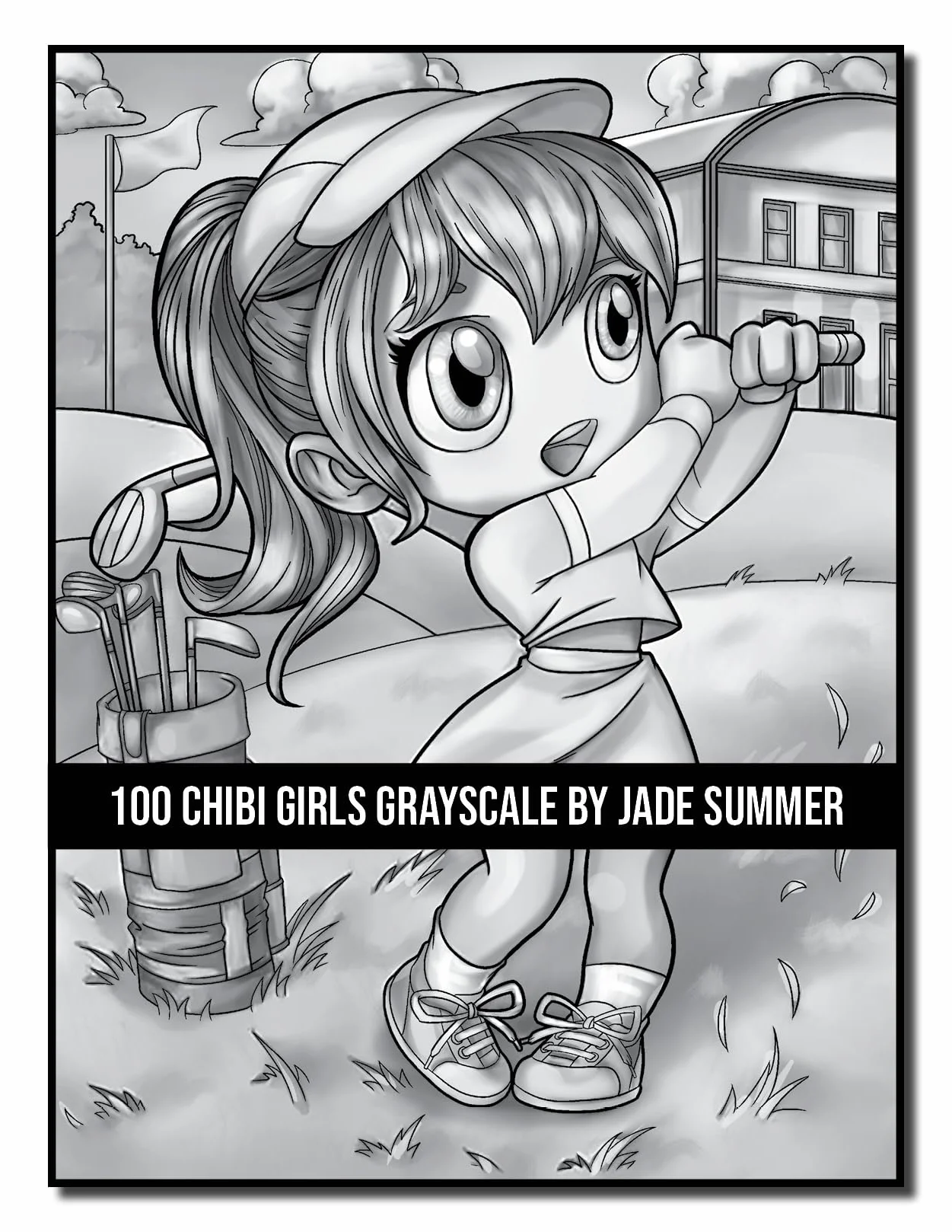 100 Chibi Girls Grayscale: An Adult Coloring Book Collection with Cute Girls, Fantasy, Horror, Christmas, and More!