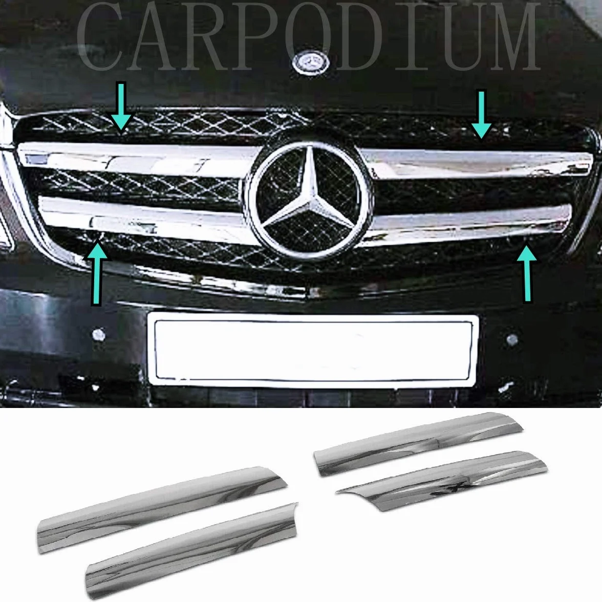 Chromowany przedni grill 4 sztuki ze stali nierdzewnej dla Mercedes VITO W639 FACELIFT od 2010 do 2014