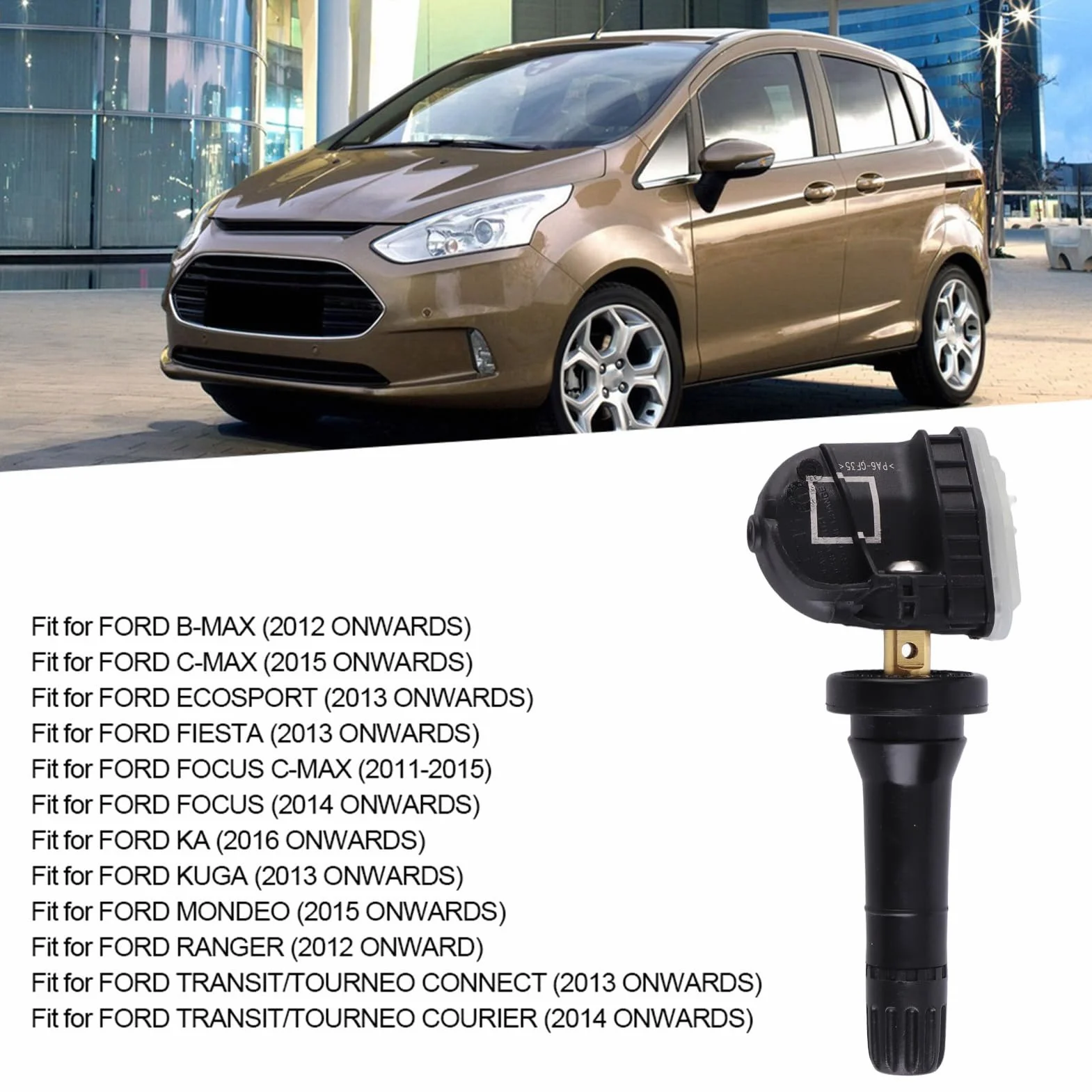 Czujnik Ciśnienia w Oponach 4 szt. Gumowy TPMS dla Ecosport/Fiesta/Focus