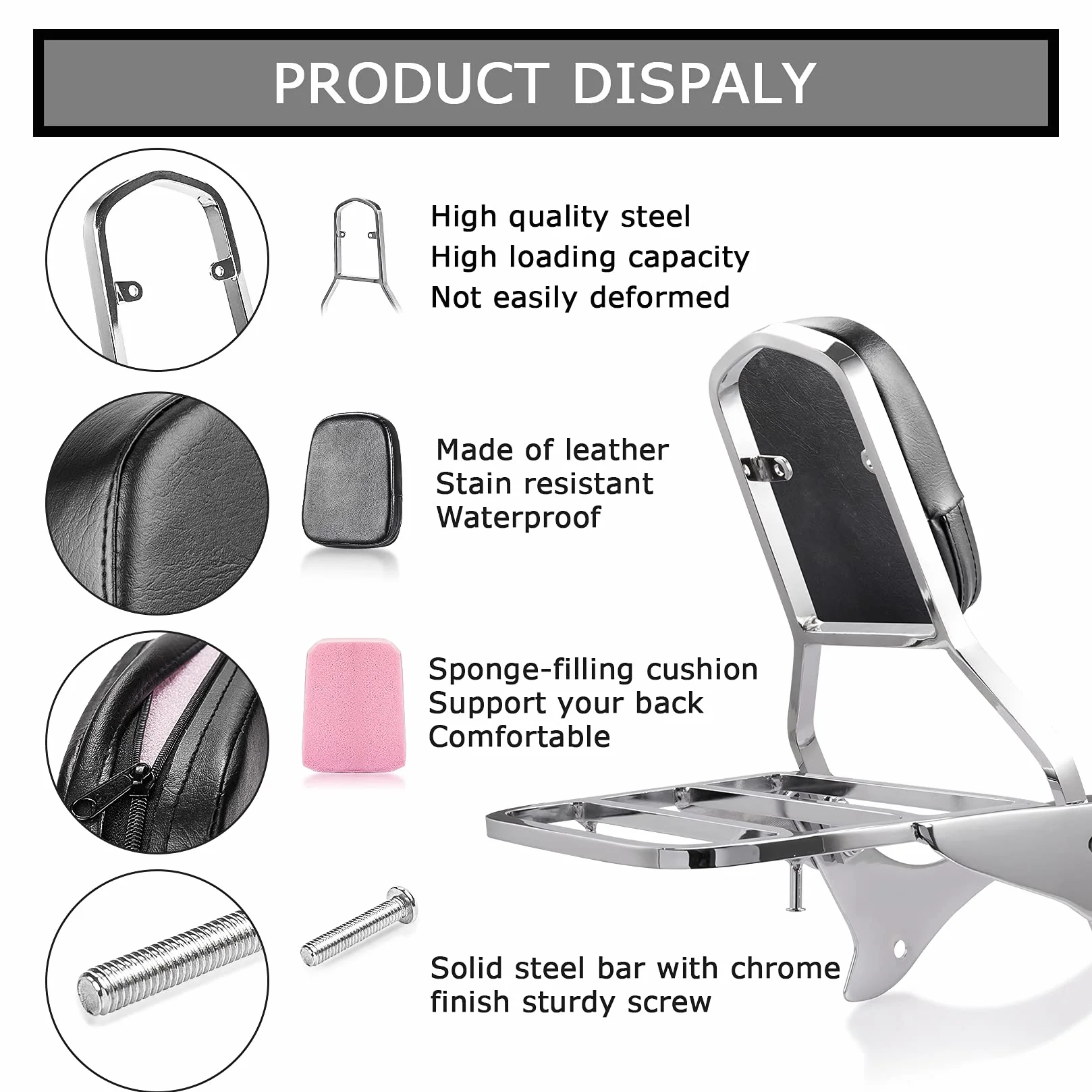 Oparcie Sissy Bar PSLER Bagażnik Poduszka dla Yamaha V-Star Drag Star XVS1100 250