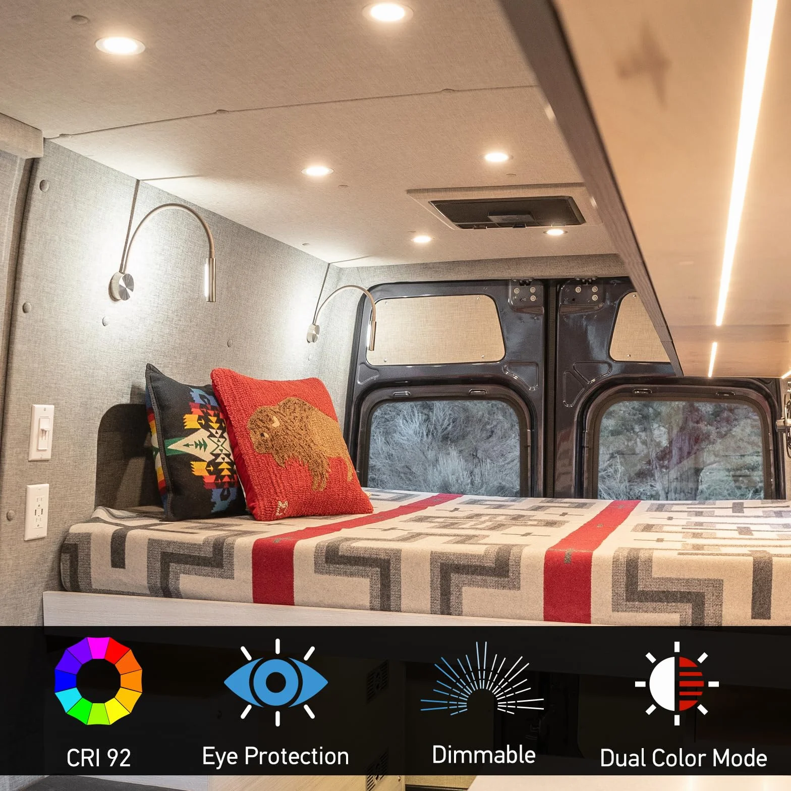 acegoo Lampa do czytania 12V LED elastyczna gęsia szyja 4000K z przyciskiem ściemniaczem i ładowarką USB