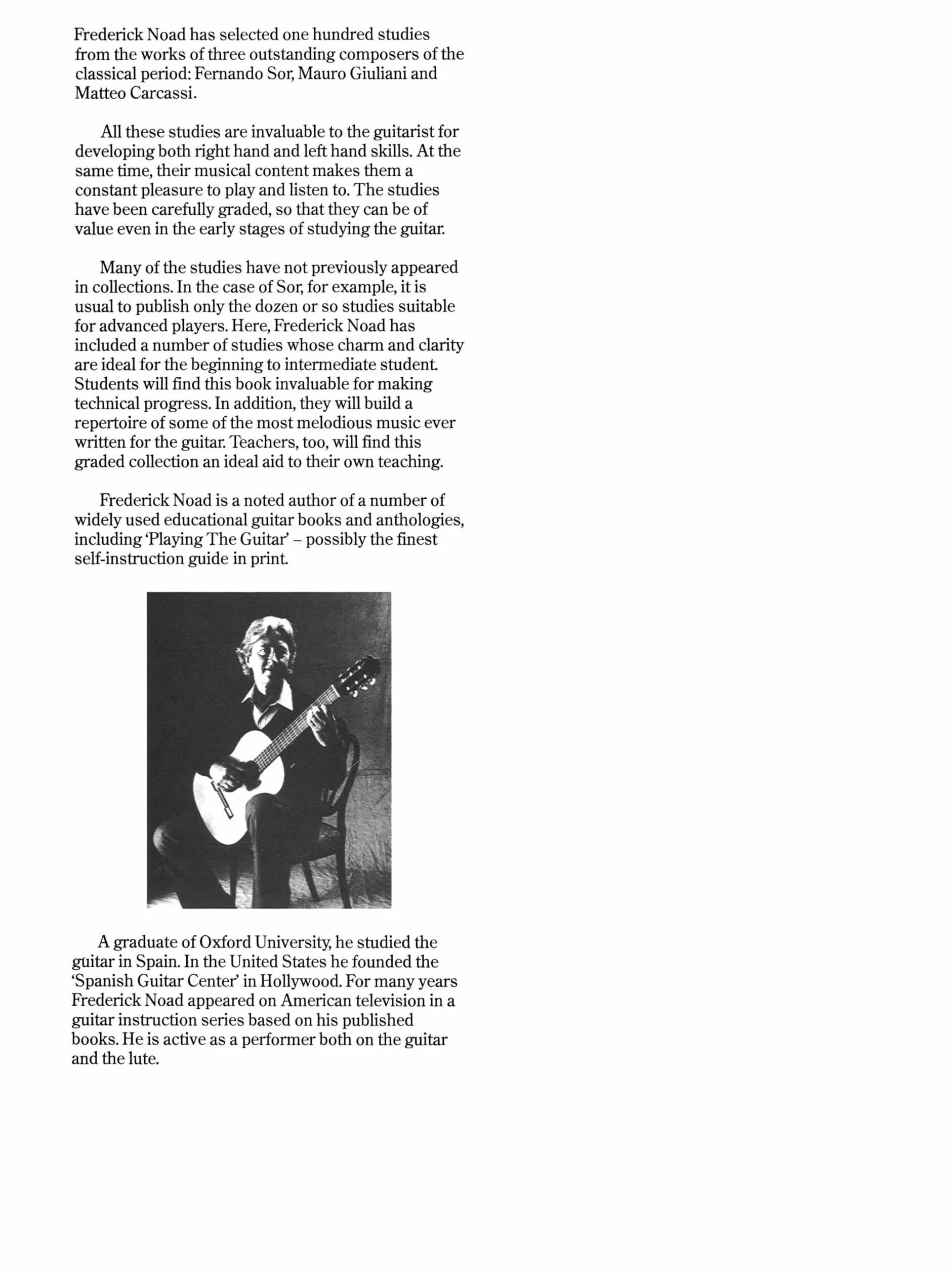 Frederick noad : 100 graded classical guitar studies - guitare: Selected and Graded by Frederick Noad
