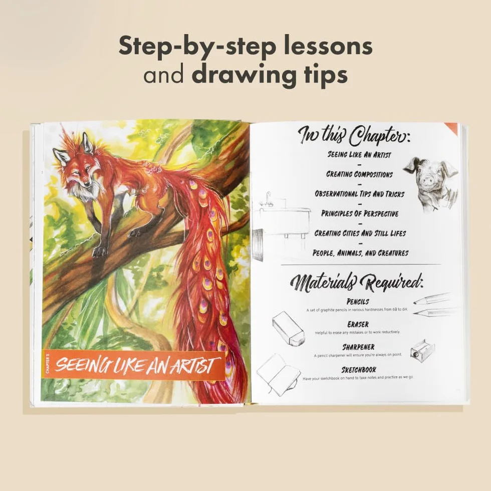 The Artist's Drawing Book: Learn How to Draw, Sketch, Shade, and More with Easy Lessons and Practice Pages