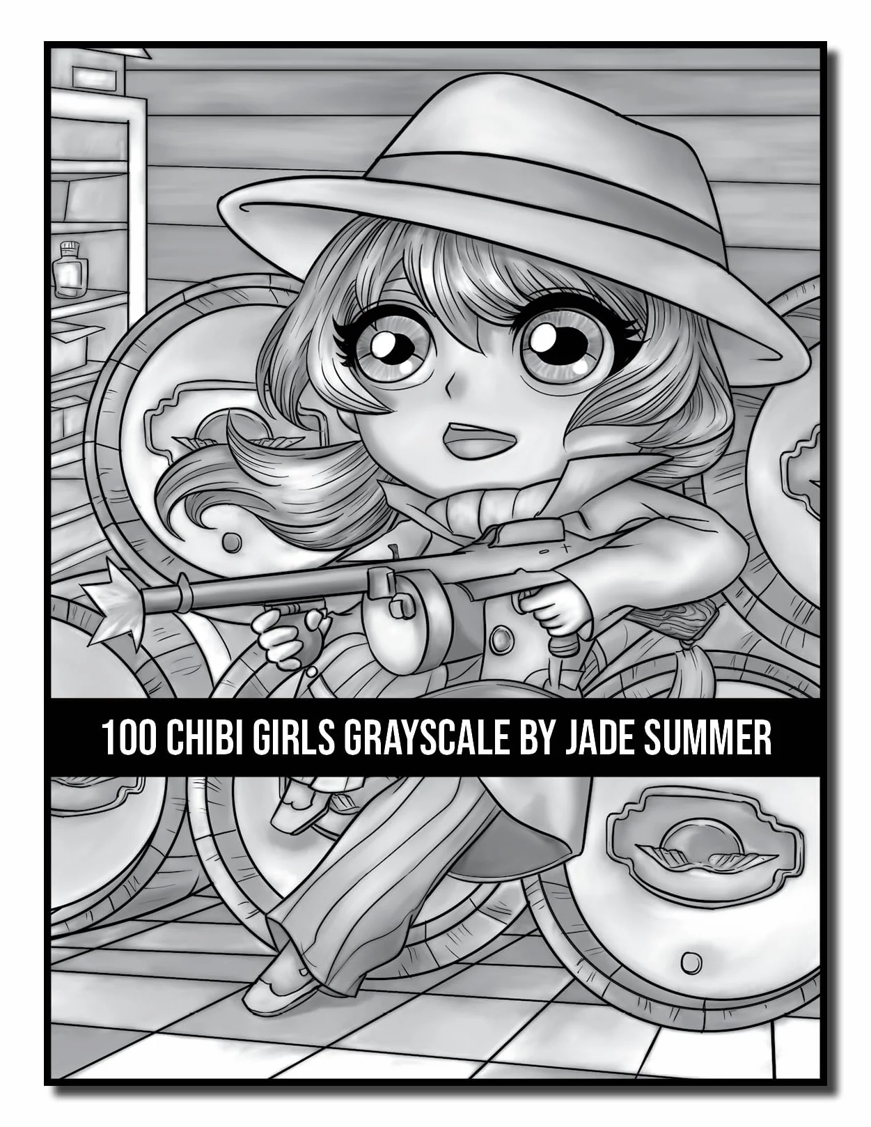 100 Chibi Girls Grayscale: An Adult Coloring Book Collection with Cute Girls, Fantasy, Horror, Christmas, and More!