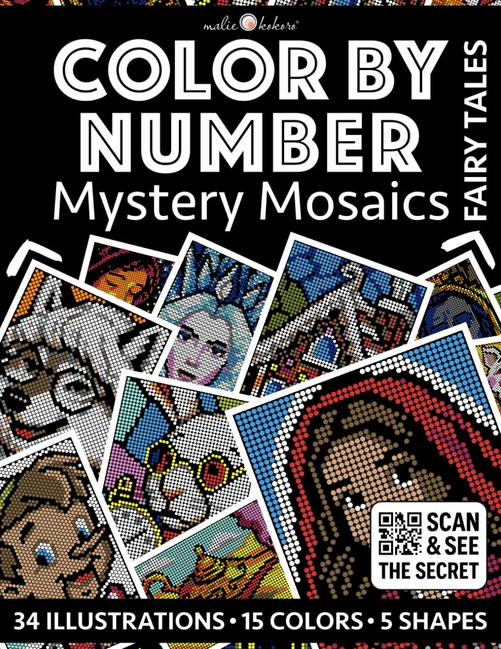 Color by Number: Fairy Tales | Black Background Edition | Mystery Mosaics Coloring Book for Adults | Pixel Art Coloring for Relaxation and Mindfulness: Magical and Easy | Color Quest | Classic Tales