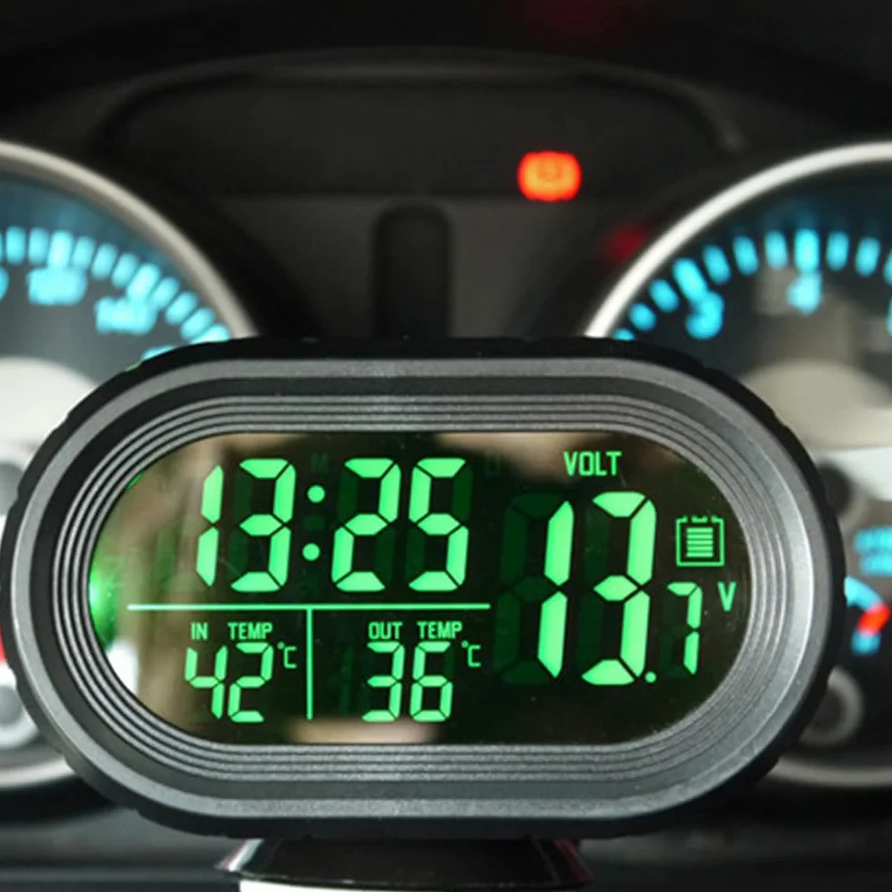Shkalacar Zegar samochodowy termometr woltomierz 3 w 1 cyfrowy monitor LCD 12 V
