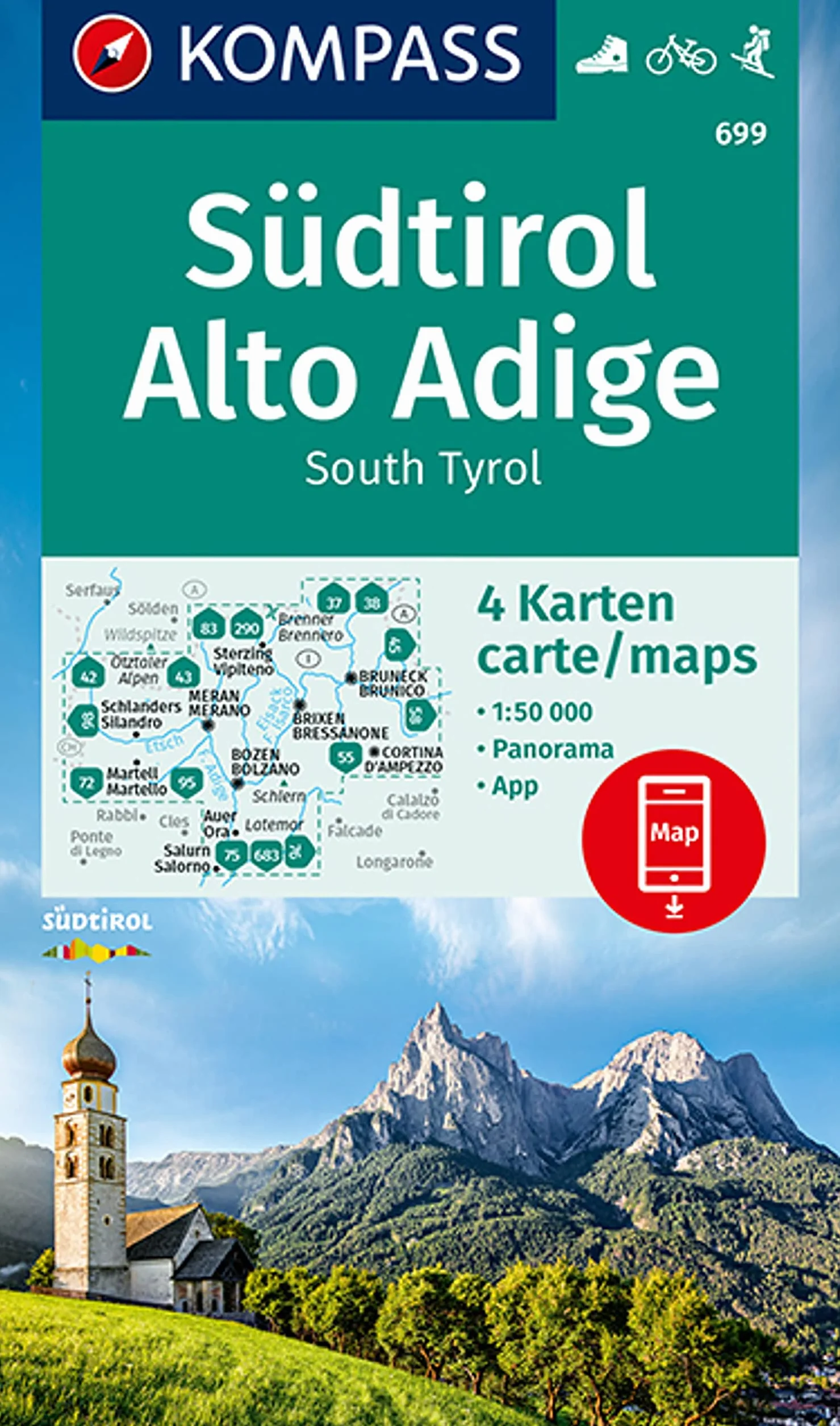 699 sudtirol alto adige: Set van 4 wandelkaarten Schaal 1 : 50.000