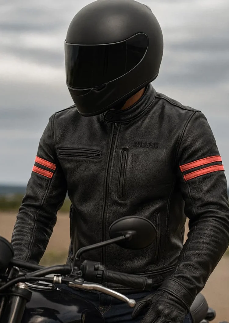 BI ESSE - Kurtka skórzana kurtka motocyklowa, vintage kawa race, w komplecie z ochraniaczami, kurtka z certyfikatem