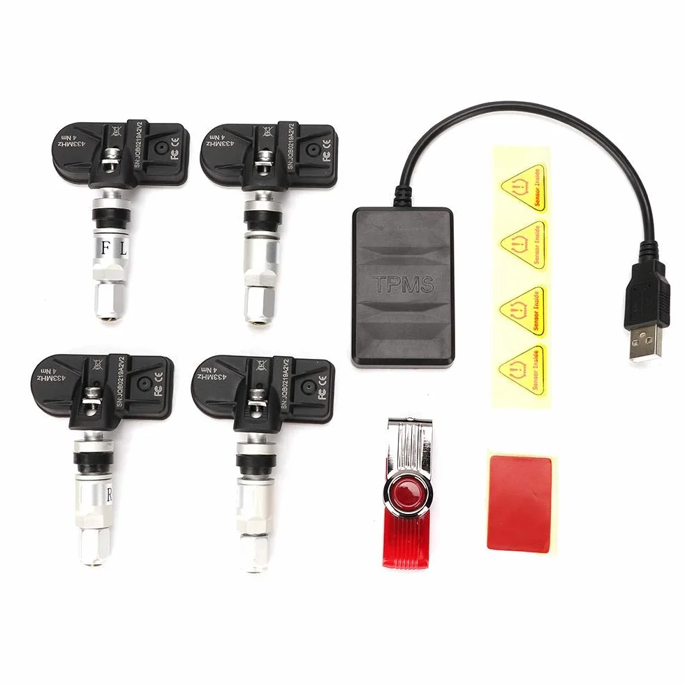 Akozon TPMS USB System monitorowania ciśnienia w oponach z wewnętrznym czujnikiem do nawigacji Android