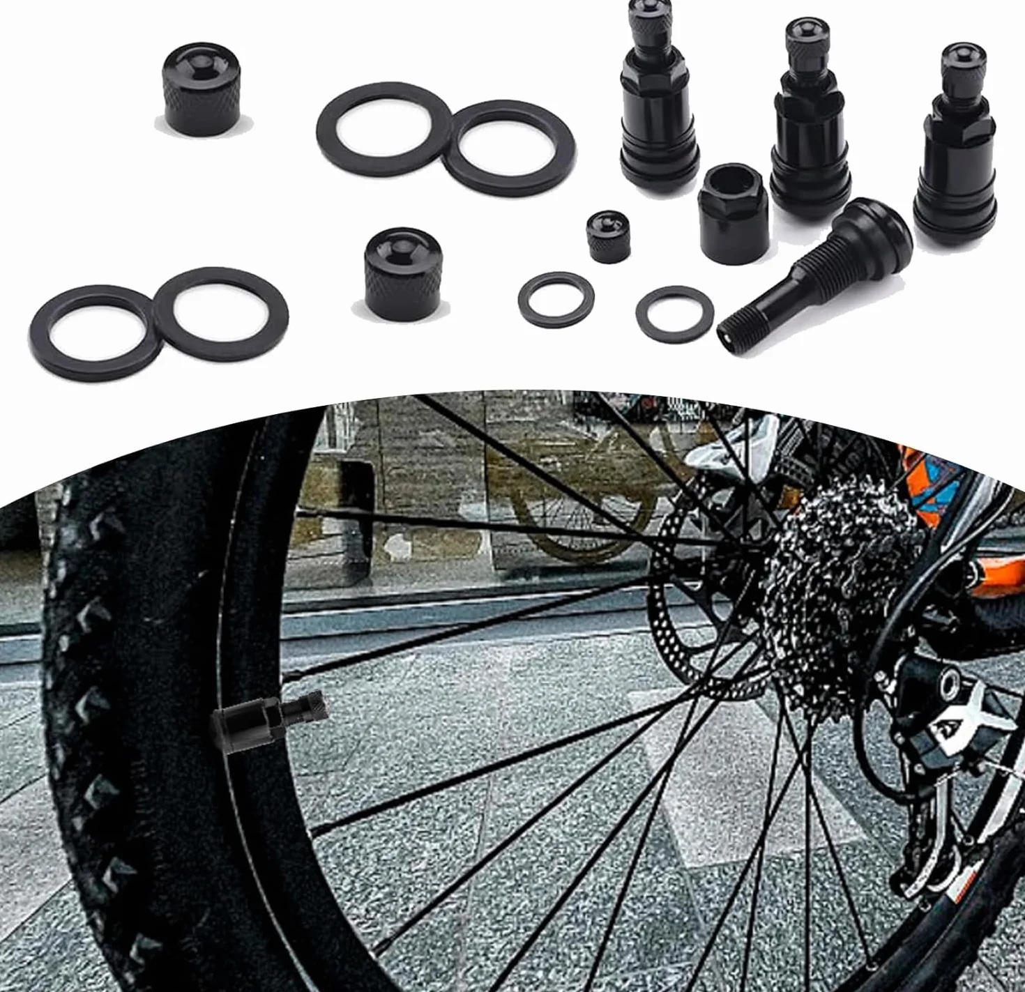 Metalowe zawory do felg aluminiowych czarne do samochodu motocykla roweru