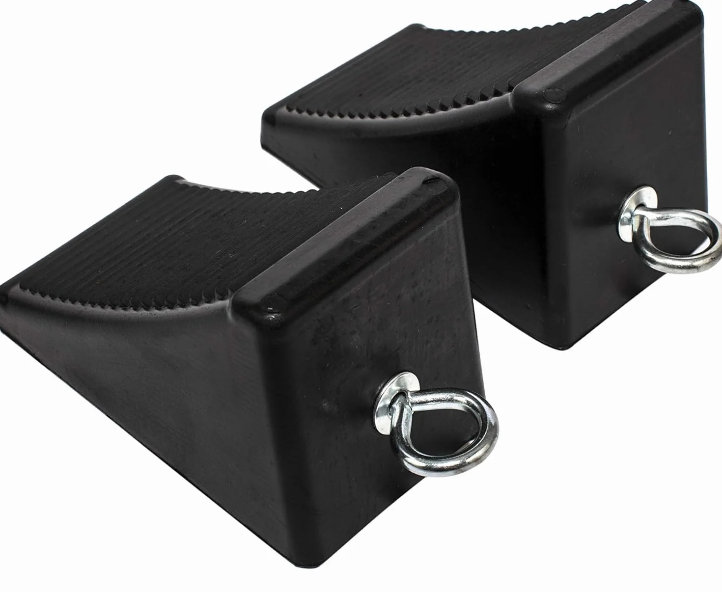 MaxxHaul Heavy-Duty Rubber Wheel Chocks 50011 Anti-Slip 2 Pack 6.5" x 3.75" x 4"