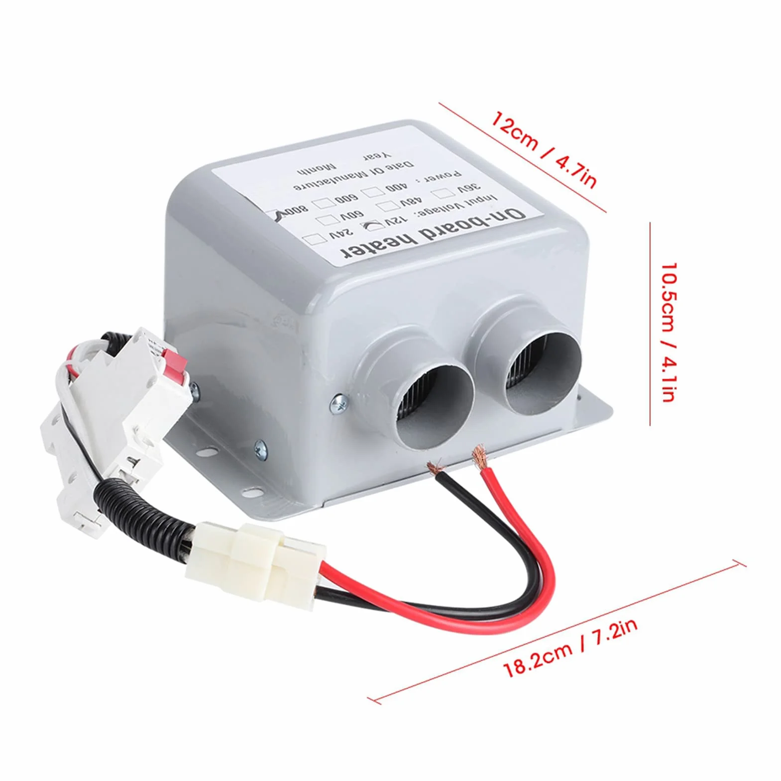 Grzałka 12V 800W Nagrzewnica Samochodowa KIMISS 2 Wylot Powietrza Odmrażacz Szyby