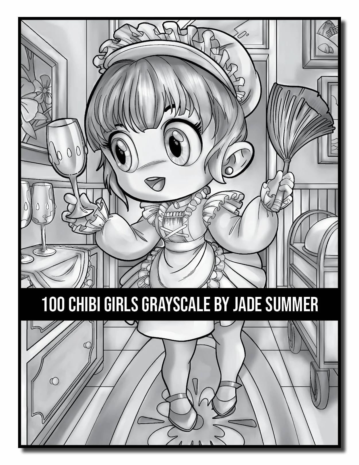 100 Chibi Girls Grayscale: An Adult Coloring Book Collection with Cute Girls, Fantasy, Horror, Christmas, and More!