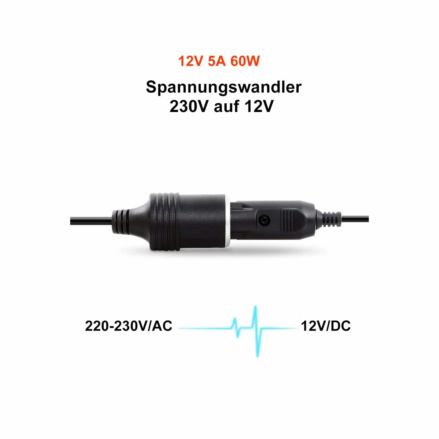 RGBer | Przetwornica napięcia 230 V na 12 V | Adapter sieciowy do gniazda zapalniczki samochodowej, nadaje się do lodówek samochodowych.