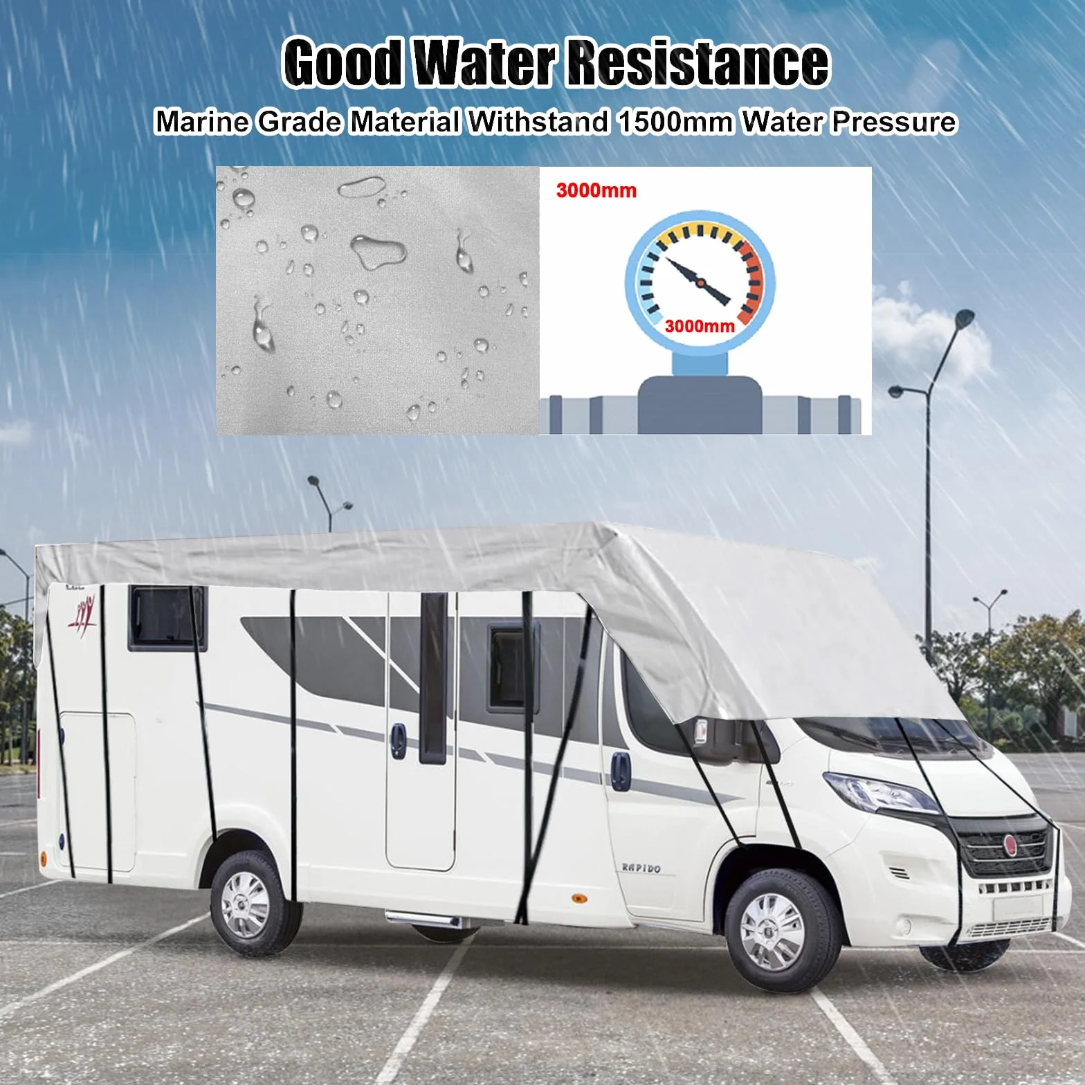 Plandeka Ochronna Dachu Caravana Wodoodporna 210D Caravan Cover 6.5 x 3 m