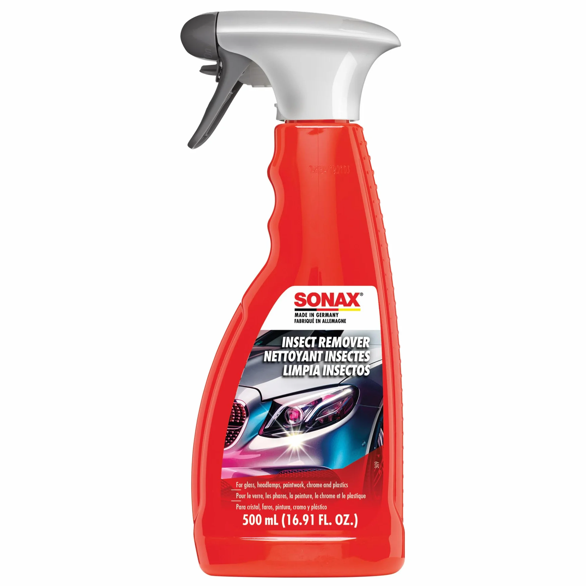 SONAX Środek do usuwania owadów (500 ml) usuwa resztki owadów na powierzchniach szklanych, lakierowanych, chromowanych i z tworzywa sztucznego | nr art. 05332000