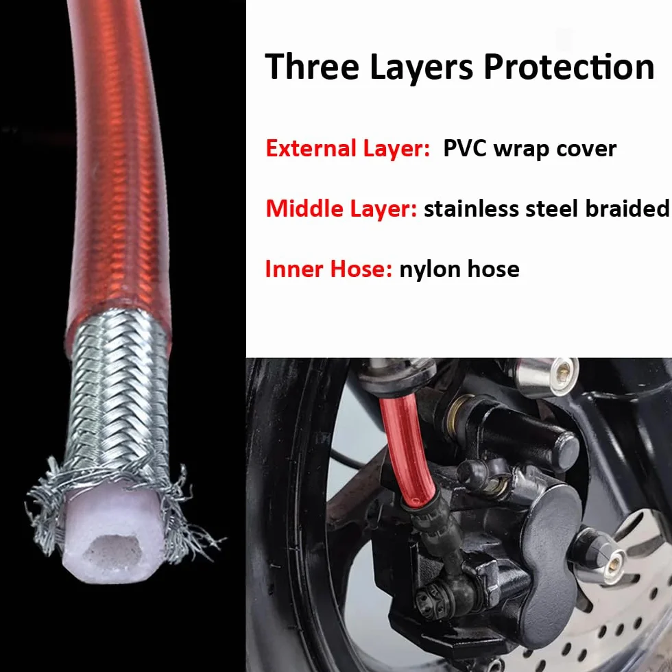 120cm Motocykl Rura Hamulca Oleju Hamulca Motocyklowego Wąż Rura Sprzęgła Hydrauliczny Wzmocniony Hamulec Stalowy Pleciony Motocross Tube Line Czarny