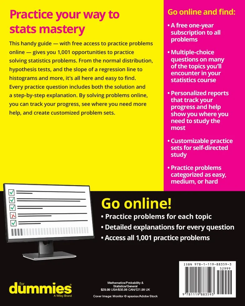 Statistics: 1001 Practice Problems for Dummies (+ Free Online Practice)