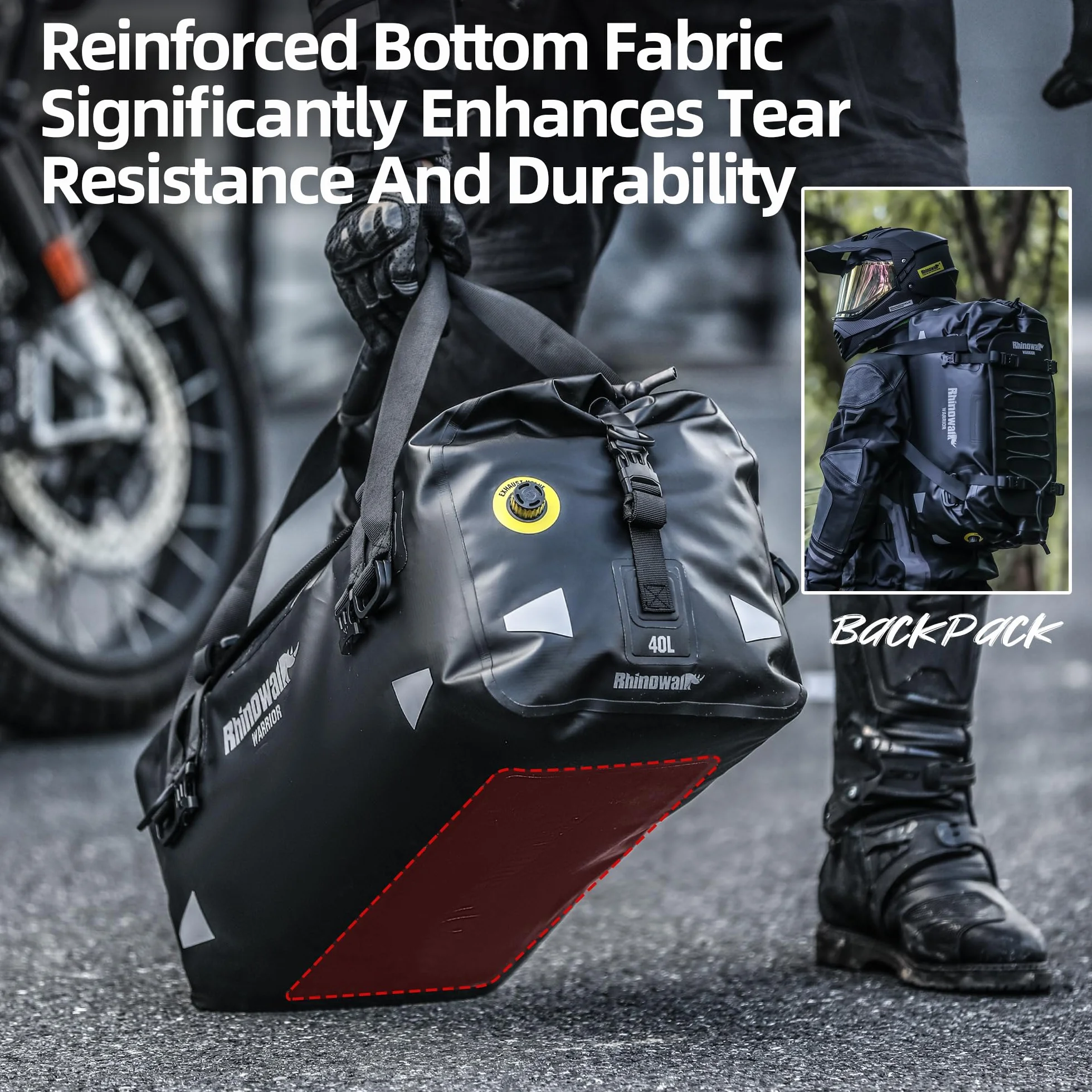 Rhinowalk Wodoodporna torba motocyklowa 20 l czarna