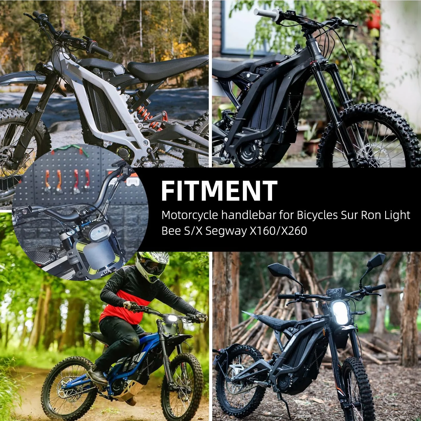 Dirt Bike kierownica motocyklowa, wysokościowa do rowerów Surron Sur-Ron Light Bee S/X X160/X260, czarna