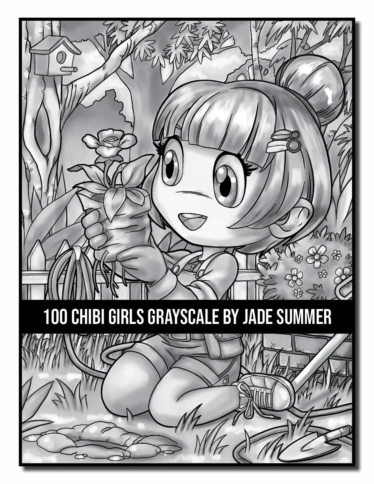 100 Chibi Girls Grayscale: An Adult Coloring Book Collection with Cute Girls, Fantasy, Horror, Christmas, and More!