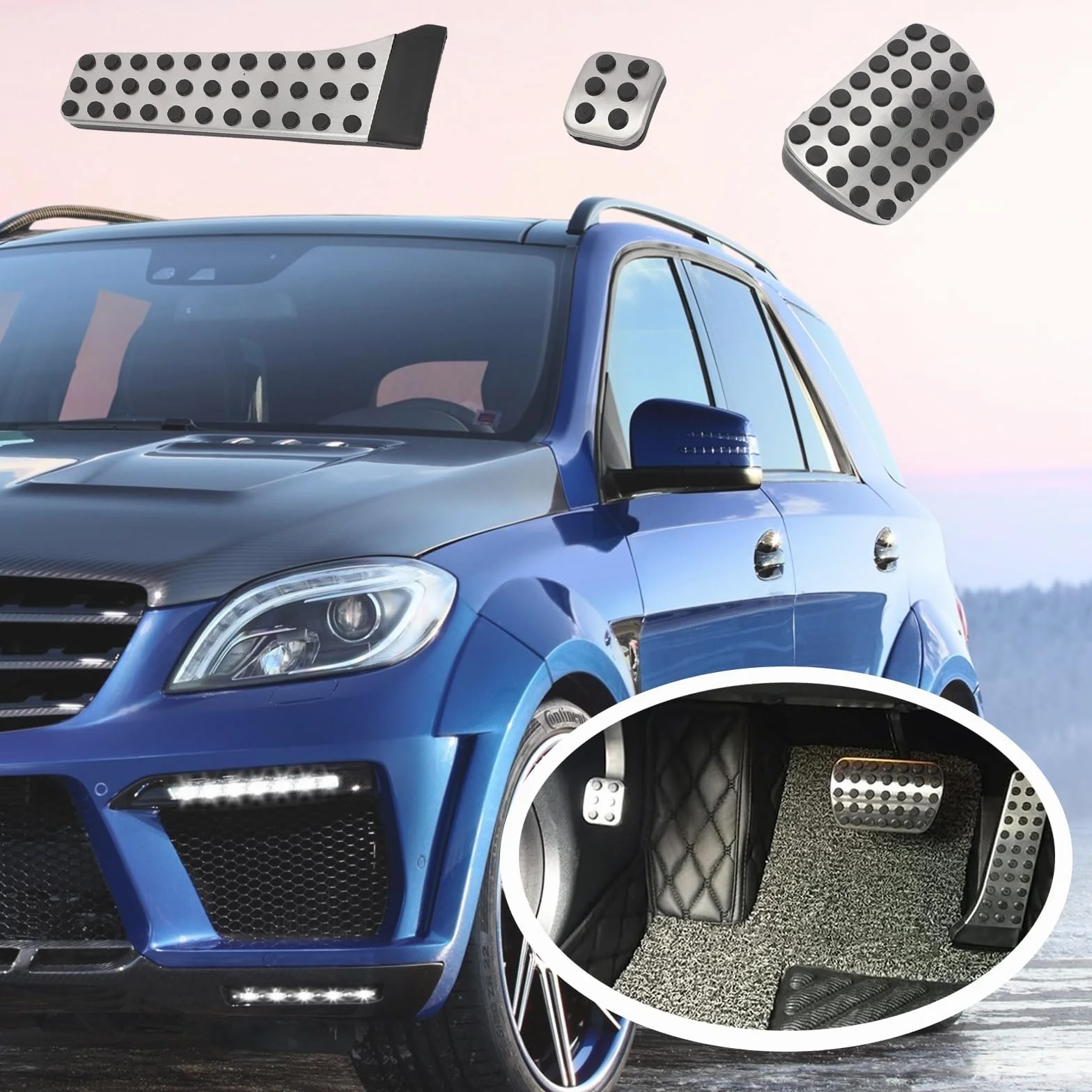 Pedały samochodowe osłona do C E S GLK SLK CLS Klasa W204 W212 W222 X204 R172 W218 R231 srebrny czarny